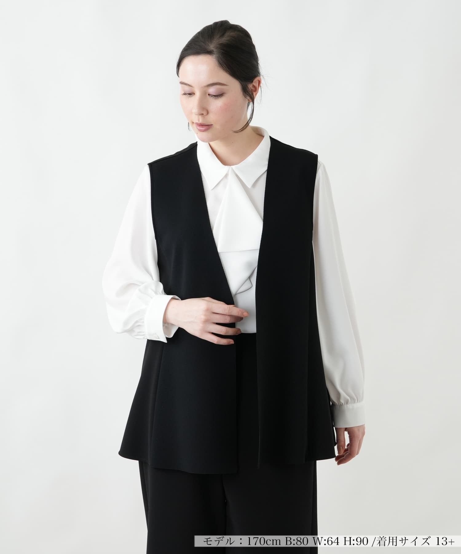 【SALE／31%OFF】Leilian PLUS HOUSE ベスト レリアン　プラスハウス トップス ベスト・ジレ ブラック【送料無料】