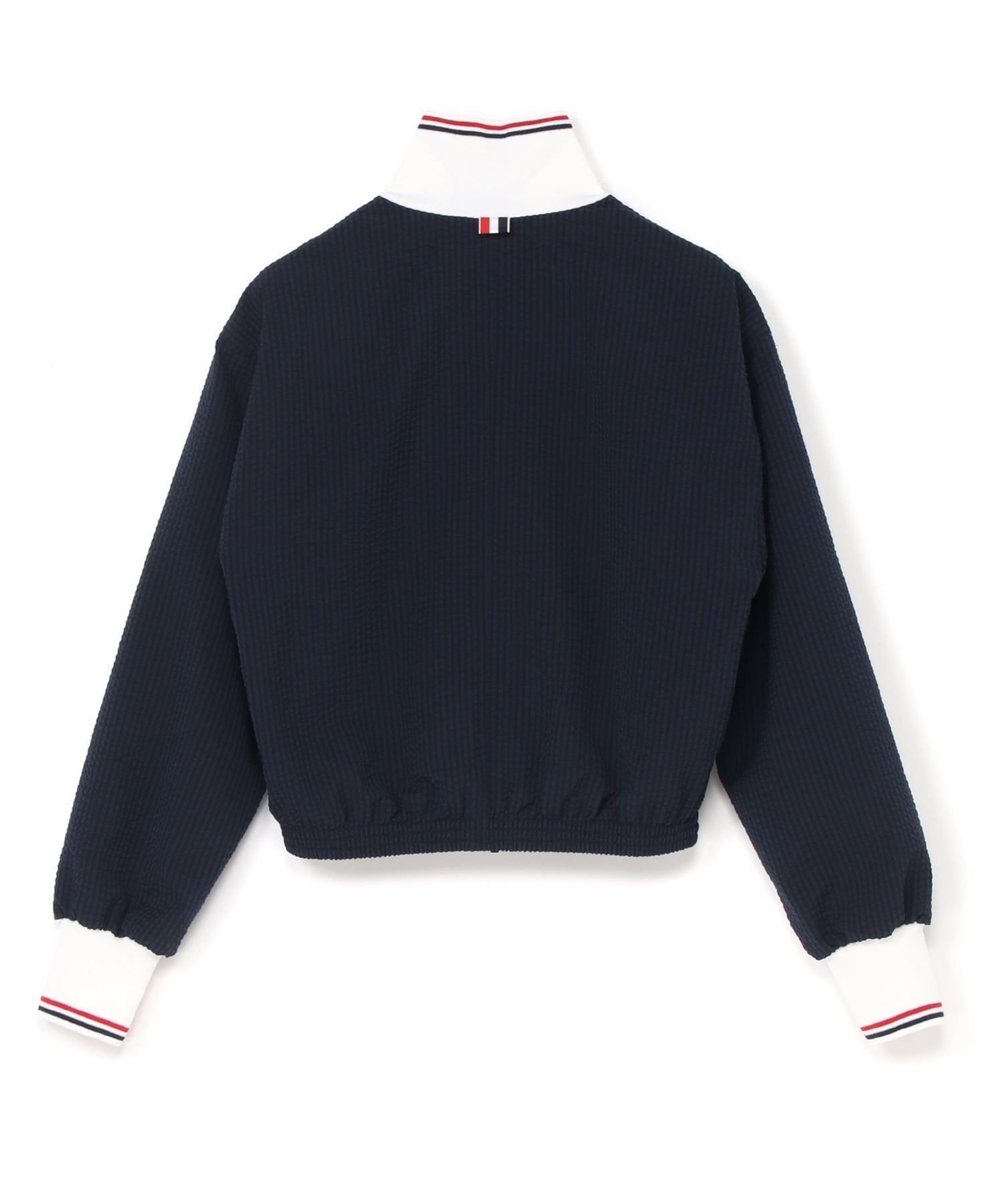THOM BROWNE ZIP-UP TRACK JACKET IN WOOL SEERSUCKER トムブラウン ジャケット・アウター ブルゾン・ジャンパー グレー ネイビー【送料無料】