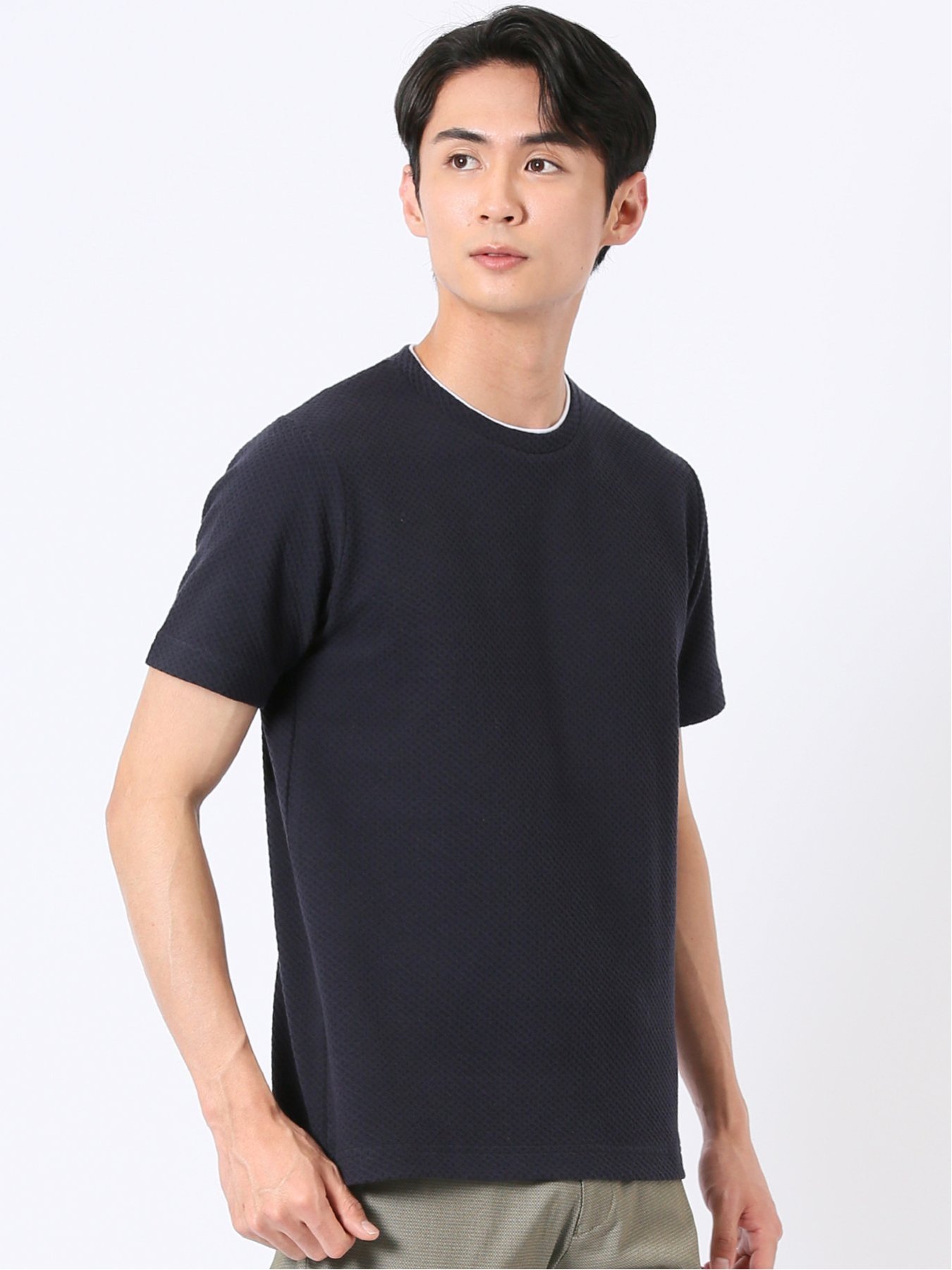 【SALE／10%OFF】m.f.editorial ハニカム ブリスター クルーネック 半袖 Tシャツ タカキュー トップス カットソー・Tシャツ グレー ネイビー