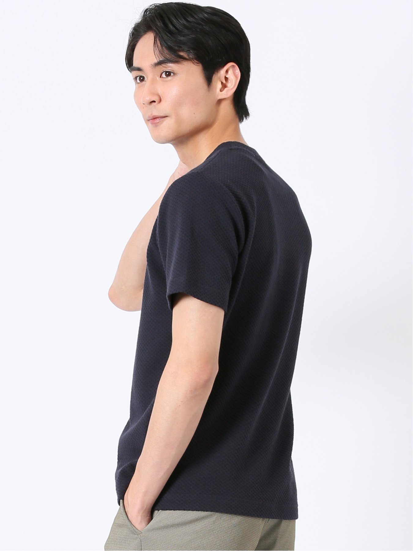 【SALE／10%OFF】m.f.editorial ハニカム ブリスター クルーネック 半袖 Tシャツ タカキュー トップス カットソー・Tシャツ グレー ネイビー