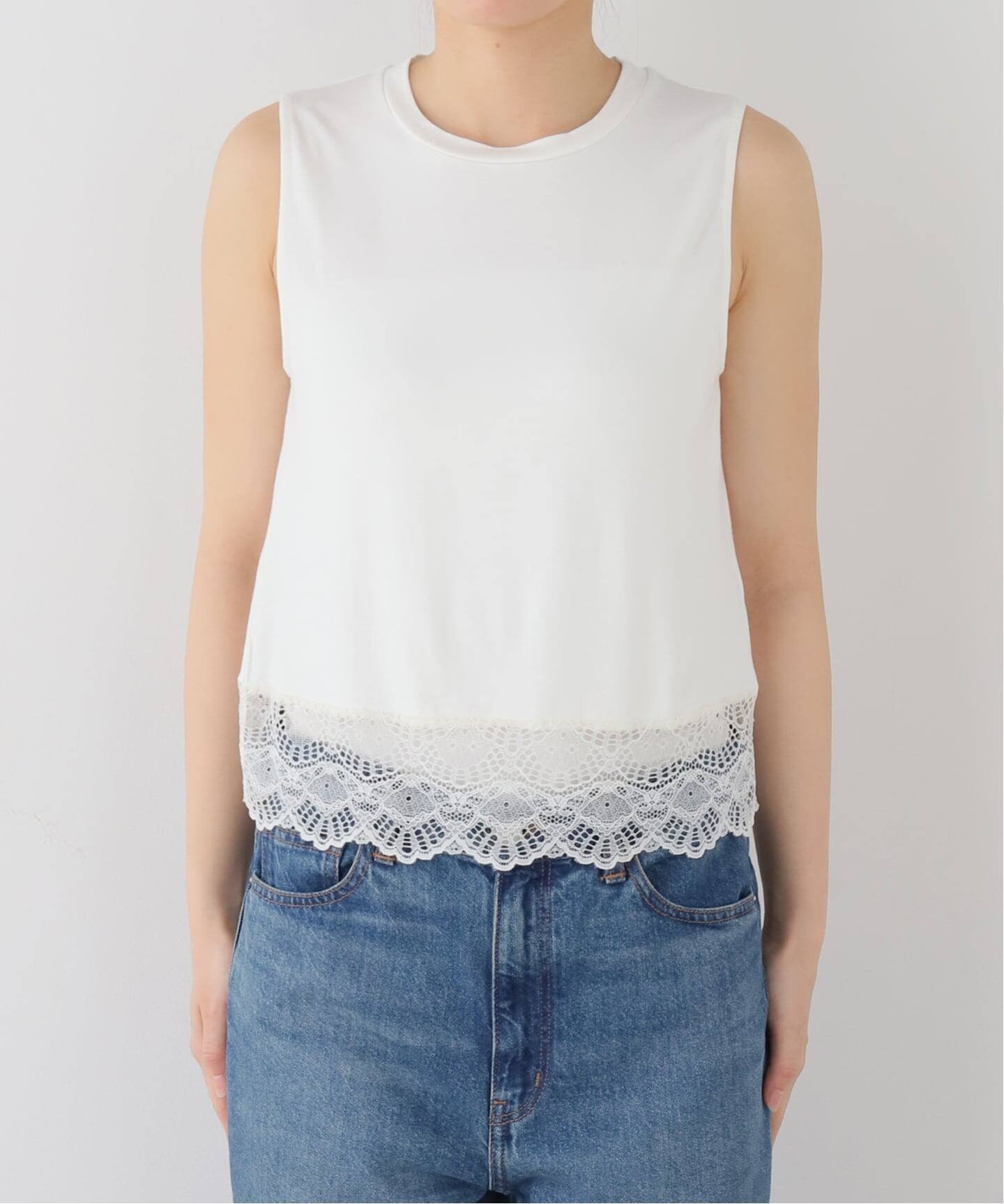 SLOBE IENA ONLY HEARTS/オンリーハーツ レースノースリーブ 46394 スローブ イエナ トップス その他のトップス ホワイト ブラック