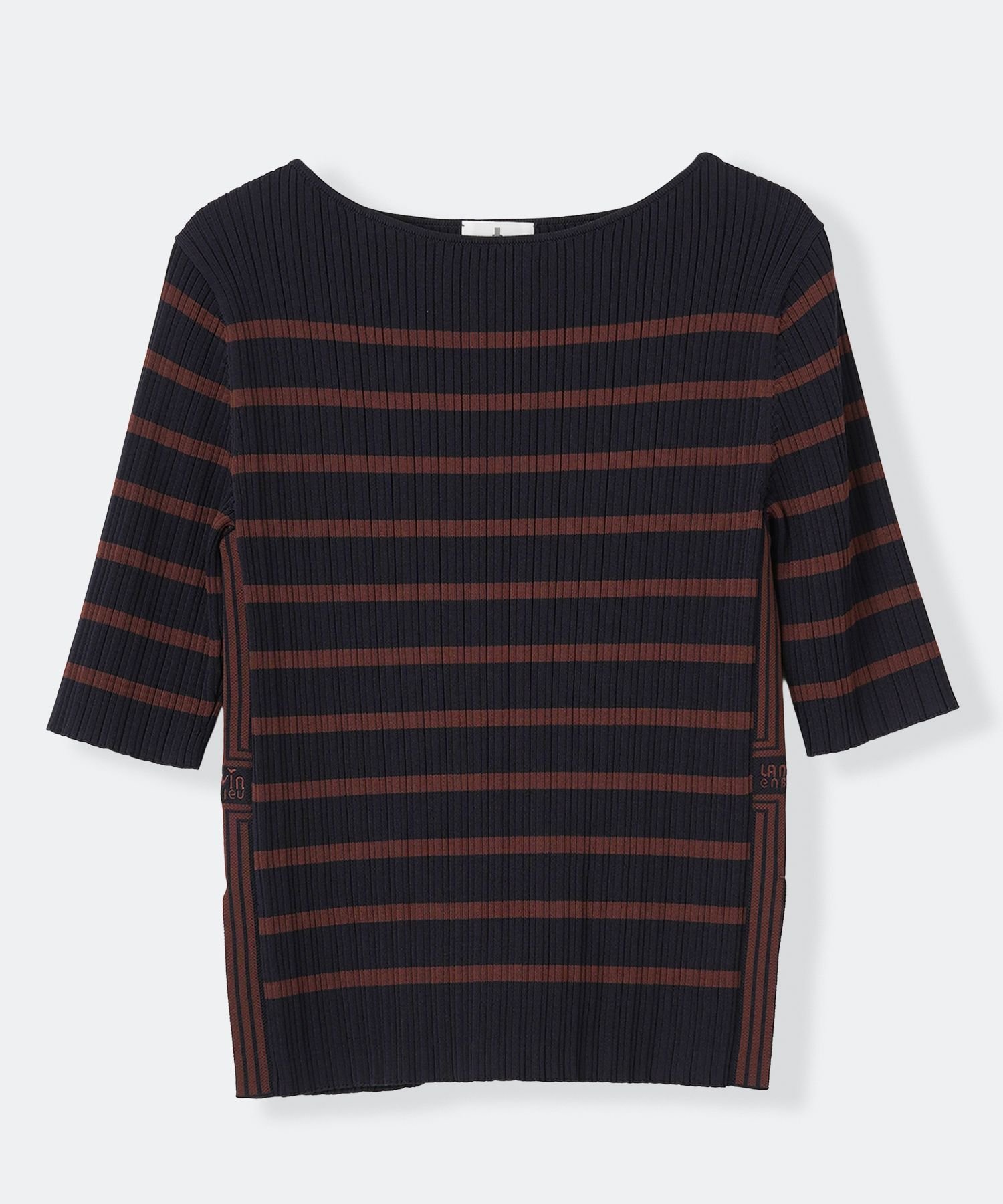 LANVIN en Bleu ボーダーリブニット ランバンオンブルー トップス ニット ホワイト ネイビー ブラウン【送料無料】