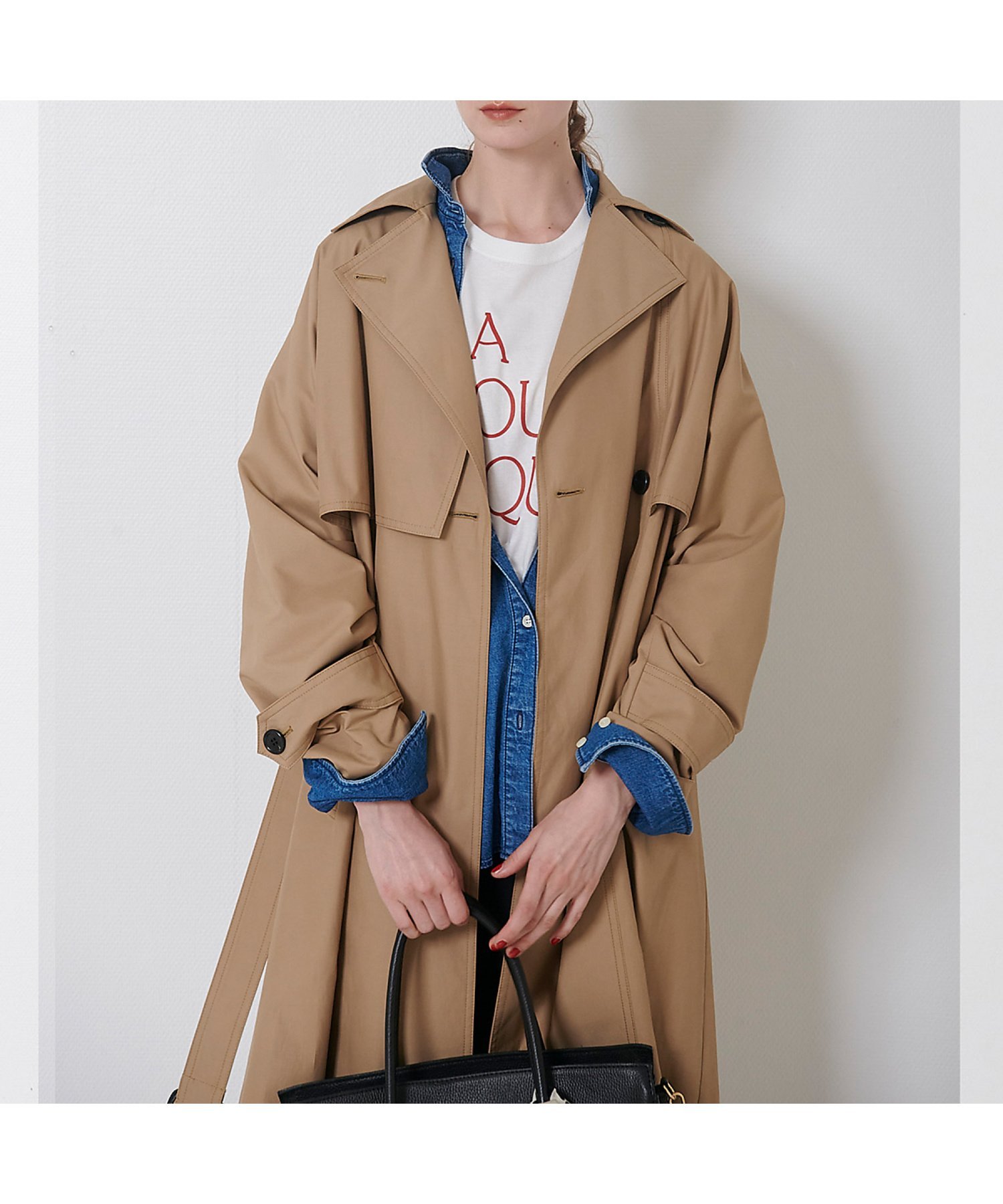 Rouge vif la cle 変形トレンチコート ルージュ・ヴィフ ラクレ ジャケット・アウター トレンチコート ベージュ