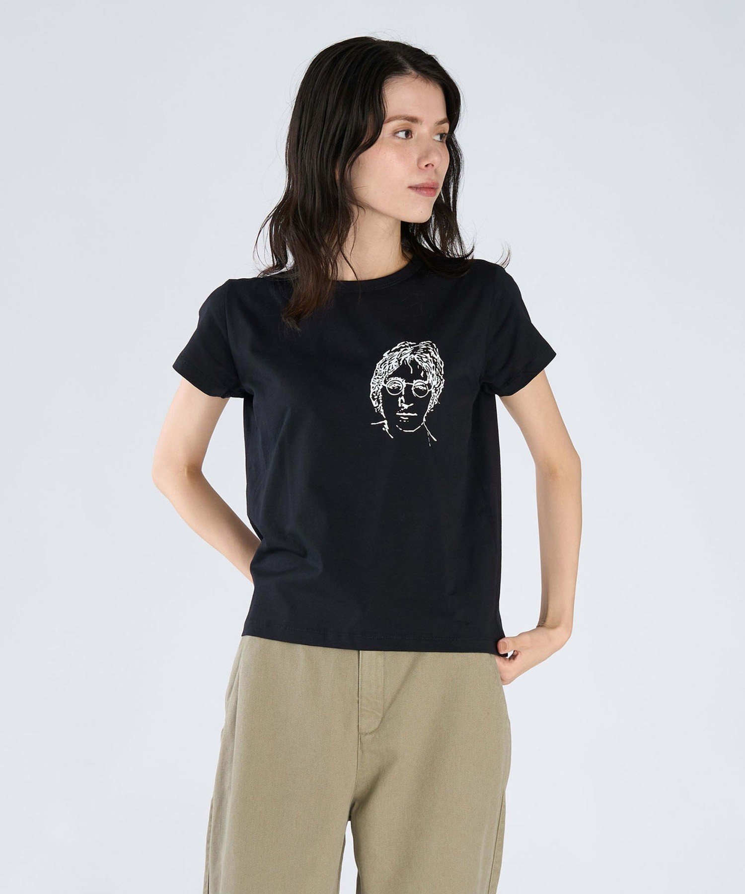 プリント コットン 半袖 アーティスト Tシャツ "Rafael Gray" アニエスベー トップス カットソー・Tシャツ ブラック