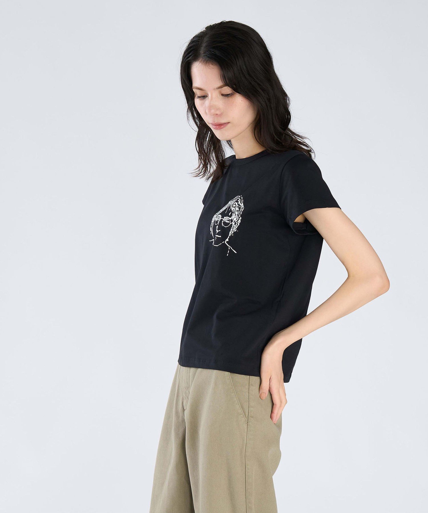 プリント コットン 半袖 アーティスト Tシャツ "Rafael Gray" アニエスベー トップス カットソー・Tシャツ ブラック