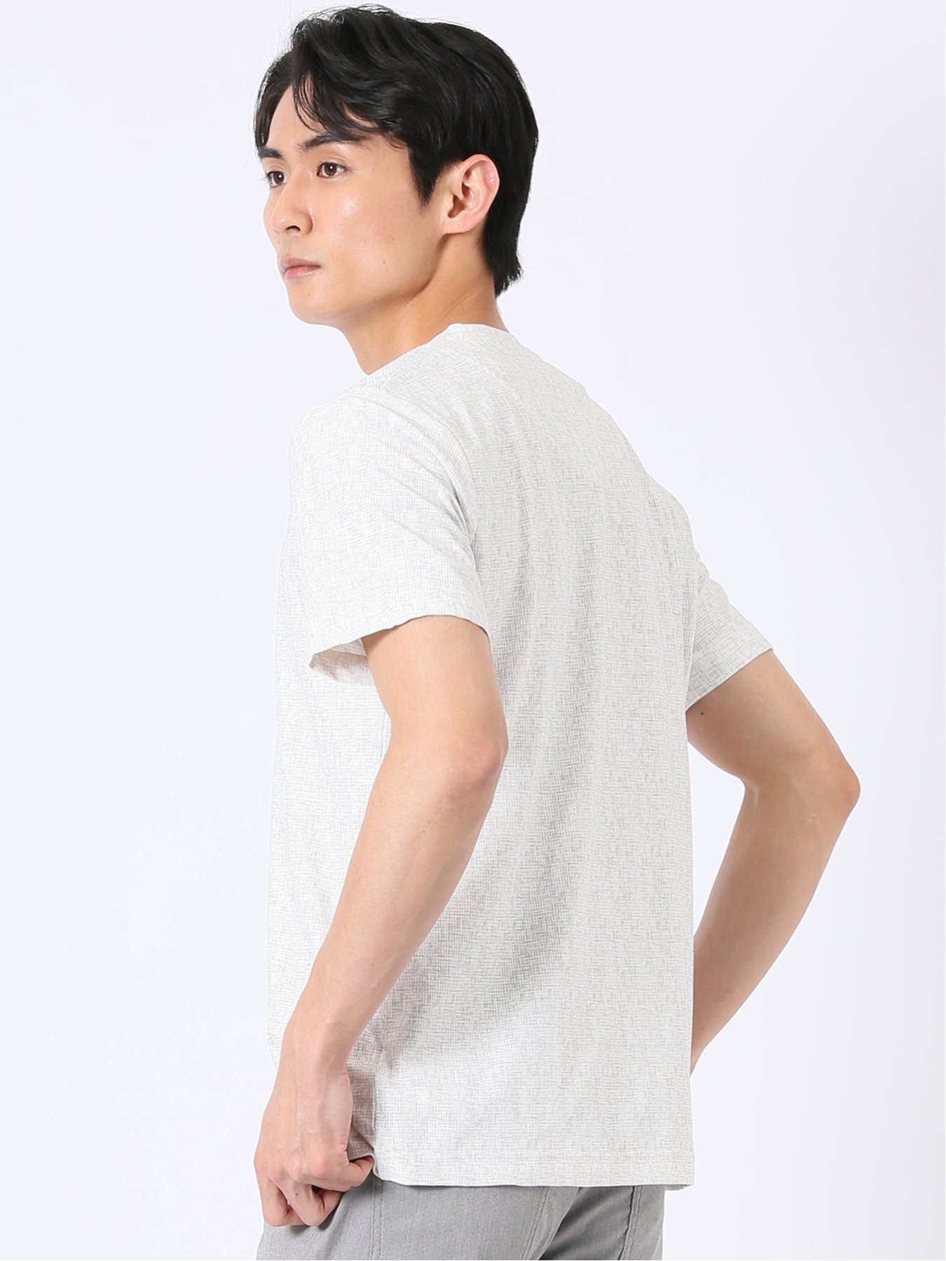 【SALE／10%OFF】m.f.editorial かすれプリント Vネック 半袖 Tシャツ タカキュー トップス カットソー・Tシャツ グレー