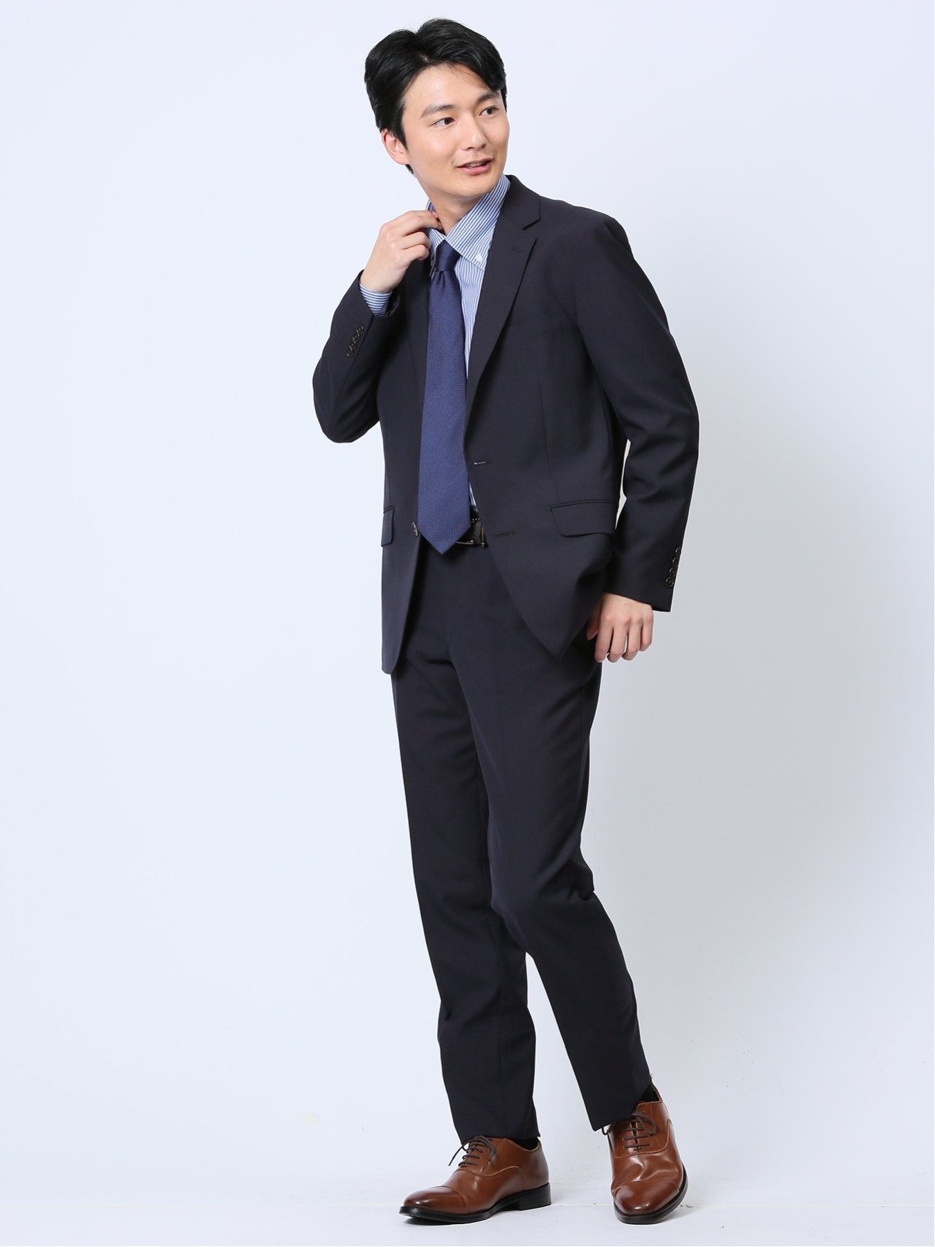 【SALE/40%OFF】TAKA-Q ウール混 レギュラーフィット 2ボタン2ピーススーツ ストライプ紺 セットアップ ジャケット ビジネス メンズ タカキュー スーツ・フォーマル セットアップスーツ ネイビー【送料無料】