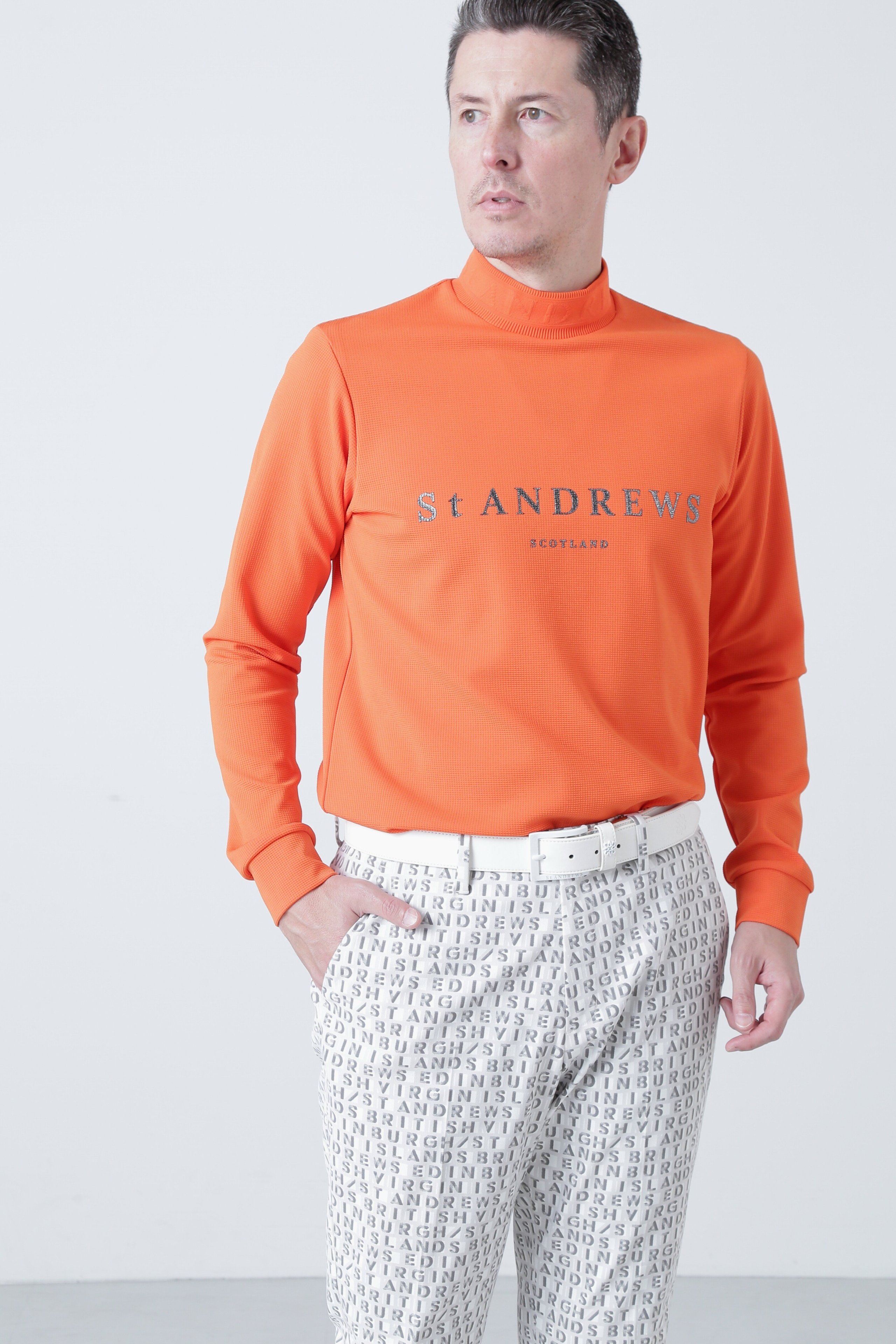 St ANDREWS ブロックリバー長袖ハイネック (MENS) セントアンドリュース トップス その他のトップス ブラック オレンジ ホワイト