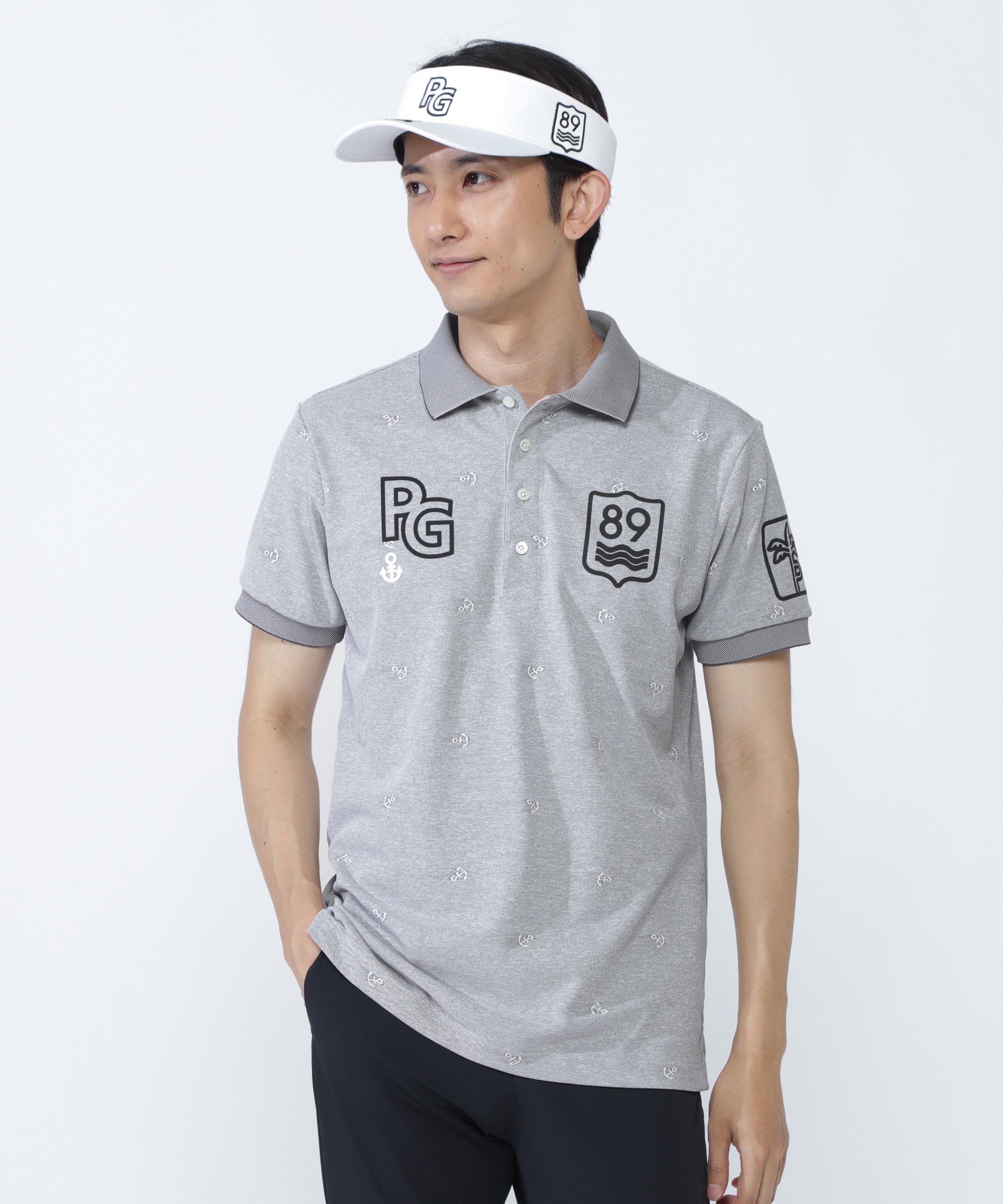 PEARLY GATES ストレッチカノコアンカージャガード半袖ポロシャツ パーリーゲイツ トップス ポロシャツ..