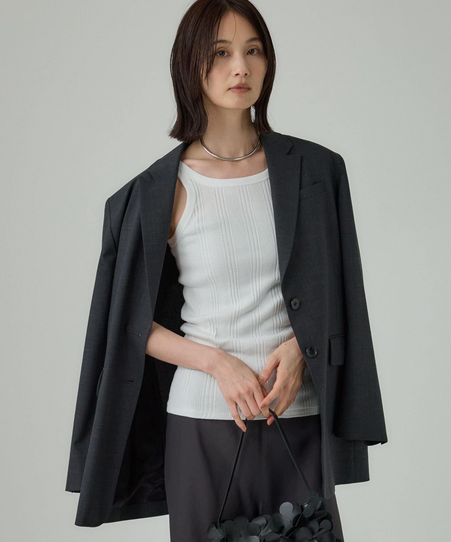 BABYLONE 【YOUNG&OLSEN】RANDOM RIB TANKTOP バビロン トップス その他のトップス ホワイト ブラック【送料無料】