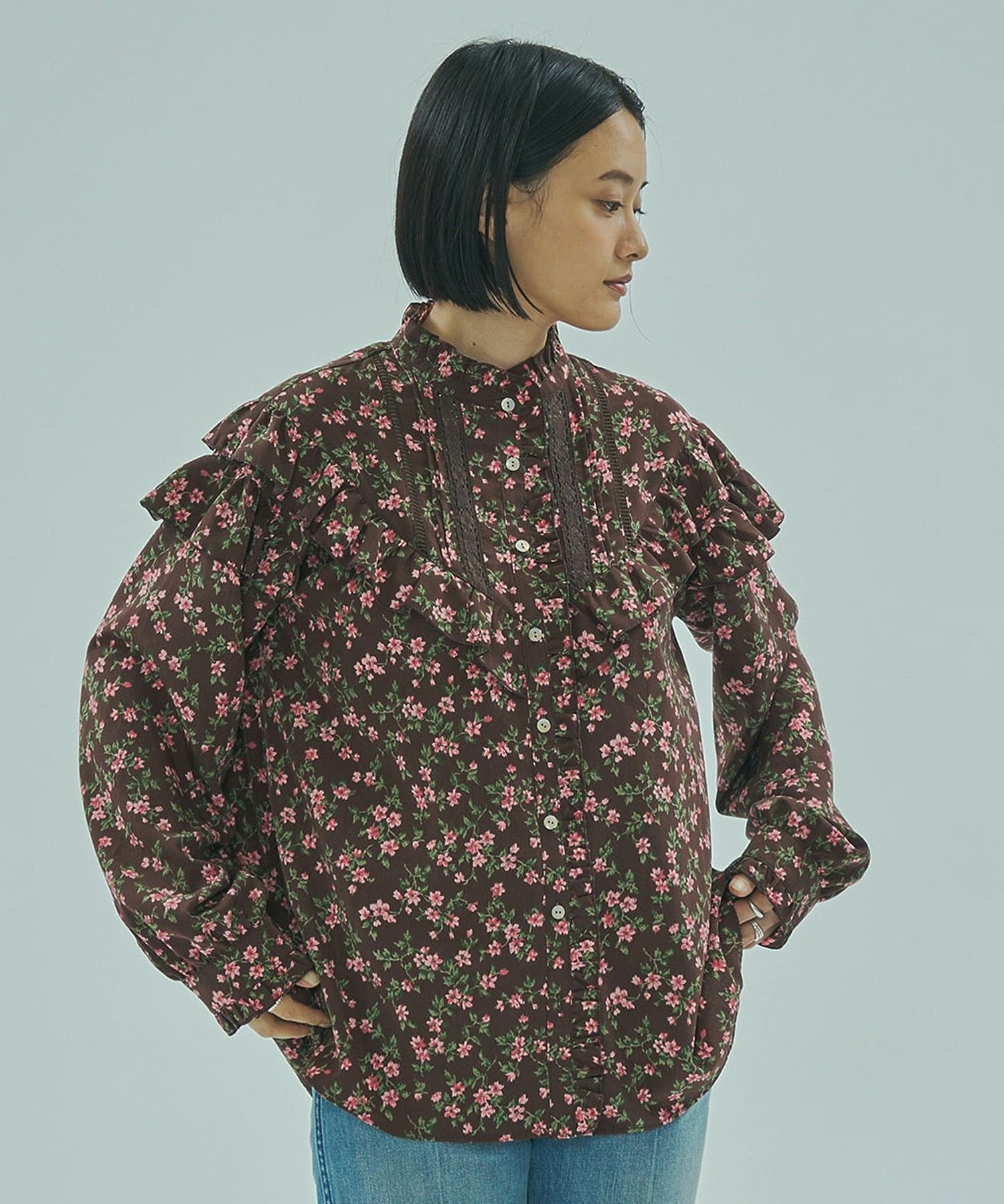 【SALE／30%OFF】ROSE BUD FLOWER PRINT BLOUSE ローズバッド トップス シャツ・ブ...