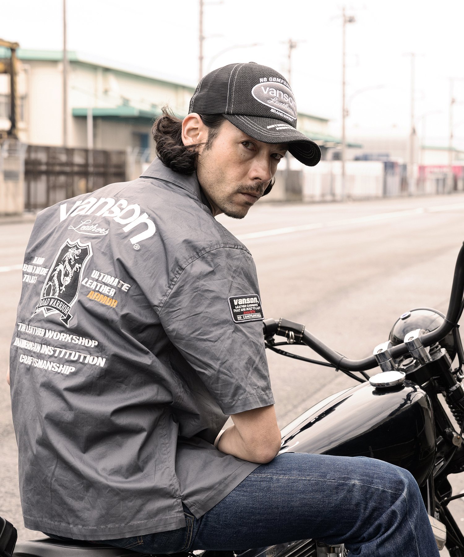 Vanson Leathers COTTON WORK SHIRT バンソンレザーズ トップス シャツ・ブラウス ブラック ホワイト【送料無料】