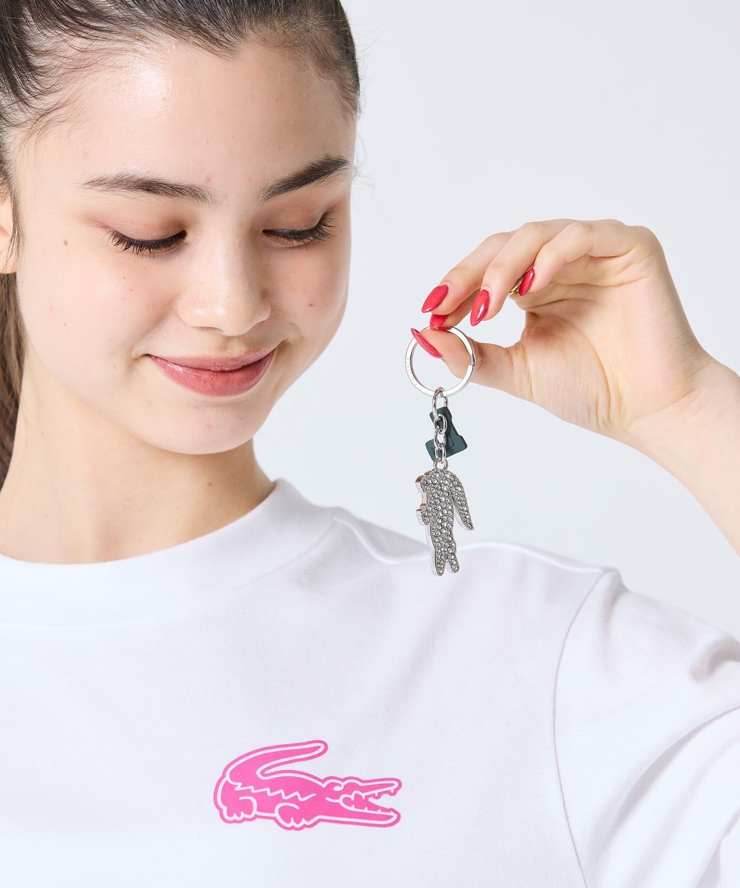 LACOSTE ワニロゴ&イニシャルチャームキーホルダー ラコステ ファッション雑貨 チャーム・キーチェーン【送料無料】