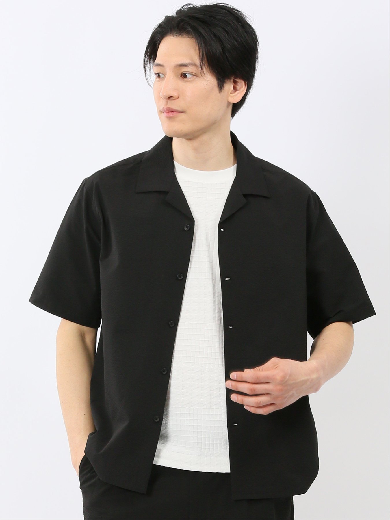 【SALE／10%OFF】TAKA-Q 軽量 ドライ サッカー オープンカラー 半袖 シャツ(セットアップ可能) タカキュー トップス シャツ・ブラウス【送料無料】