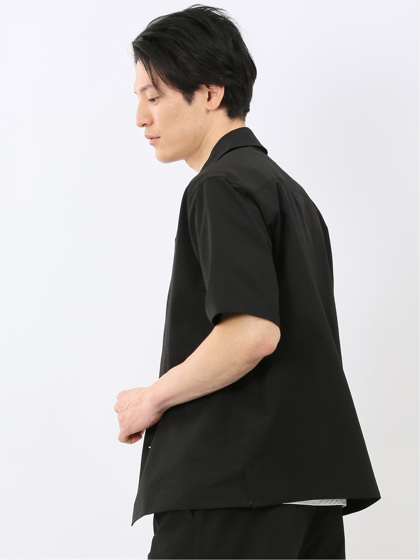 【SALE／10%OFF】TAKA-Q 軽量 ドライ サッカー オープンカラー 半袖 シャツ(セットアップ可能) タカキュー トップス シャツ・ブラウス【送料無料】
