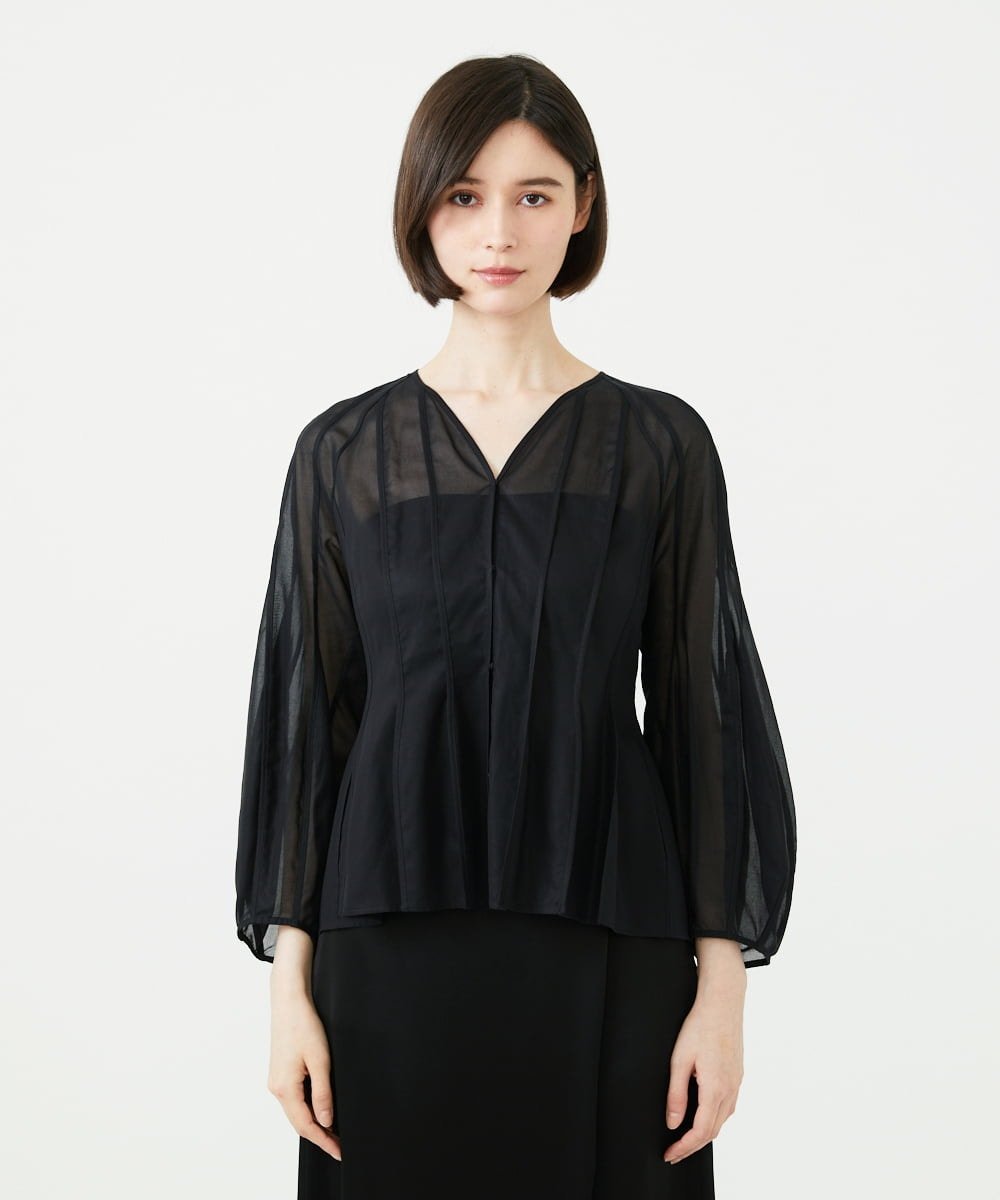 Sybilla シアーパイピングブラウス シビラ トップス シャツ・ブラウス ブラック
