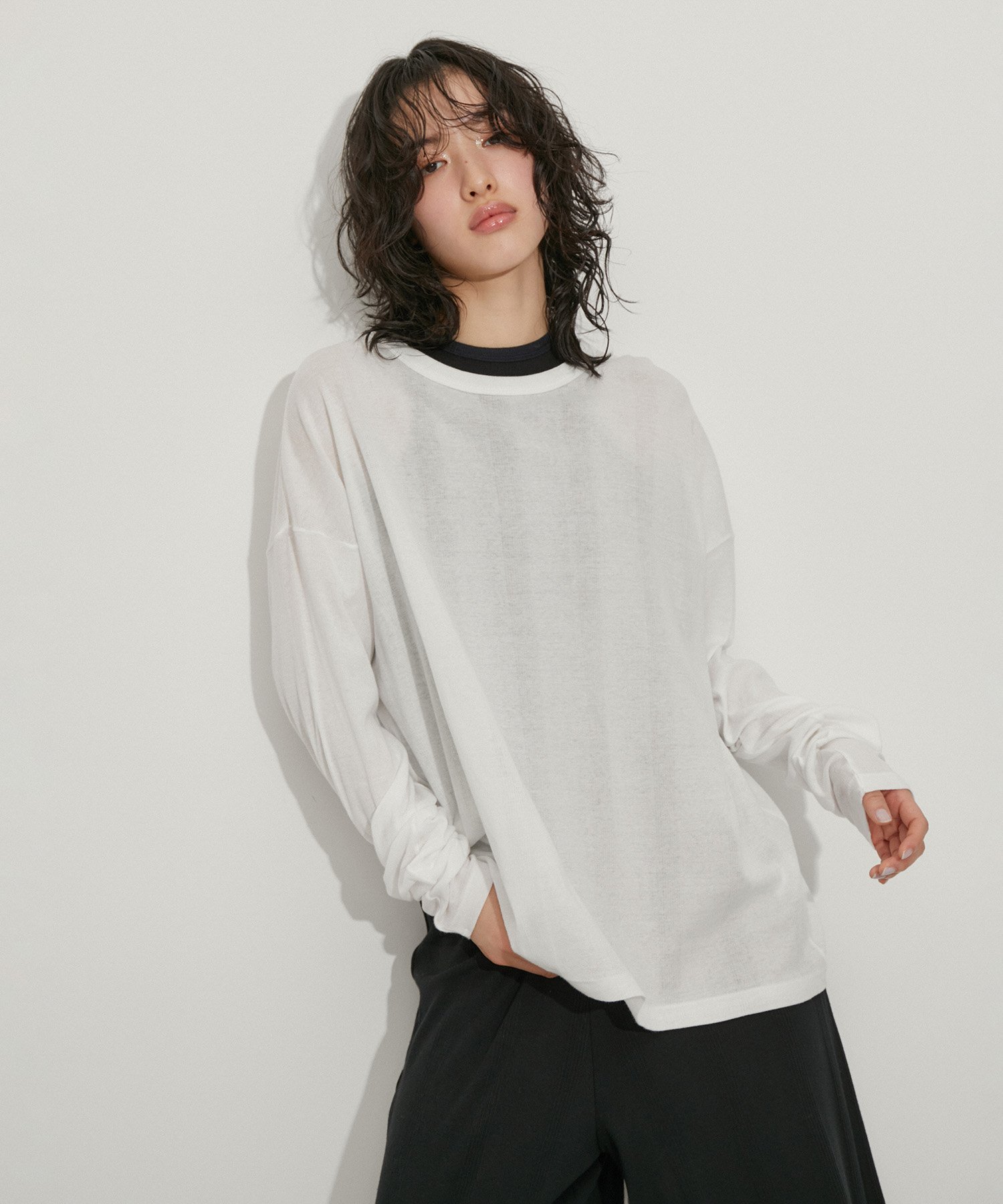 ADAM ET ROPE' FEMME Miller for ADAM ET ROPE' 別注SHEER TEE(2PACK) アダムエロペ トップス カットソー・Tシャツ ホワイト グリーン ピンク【送料無料】