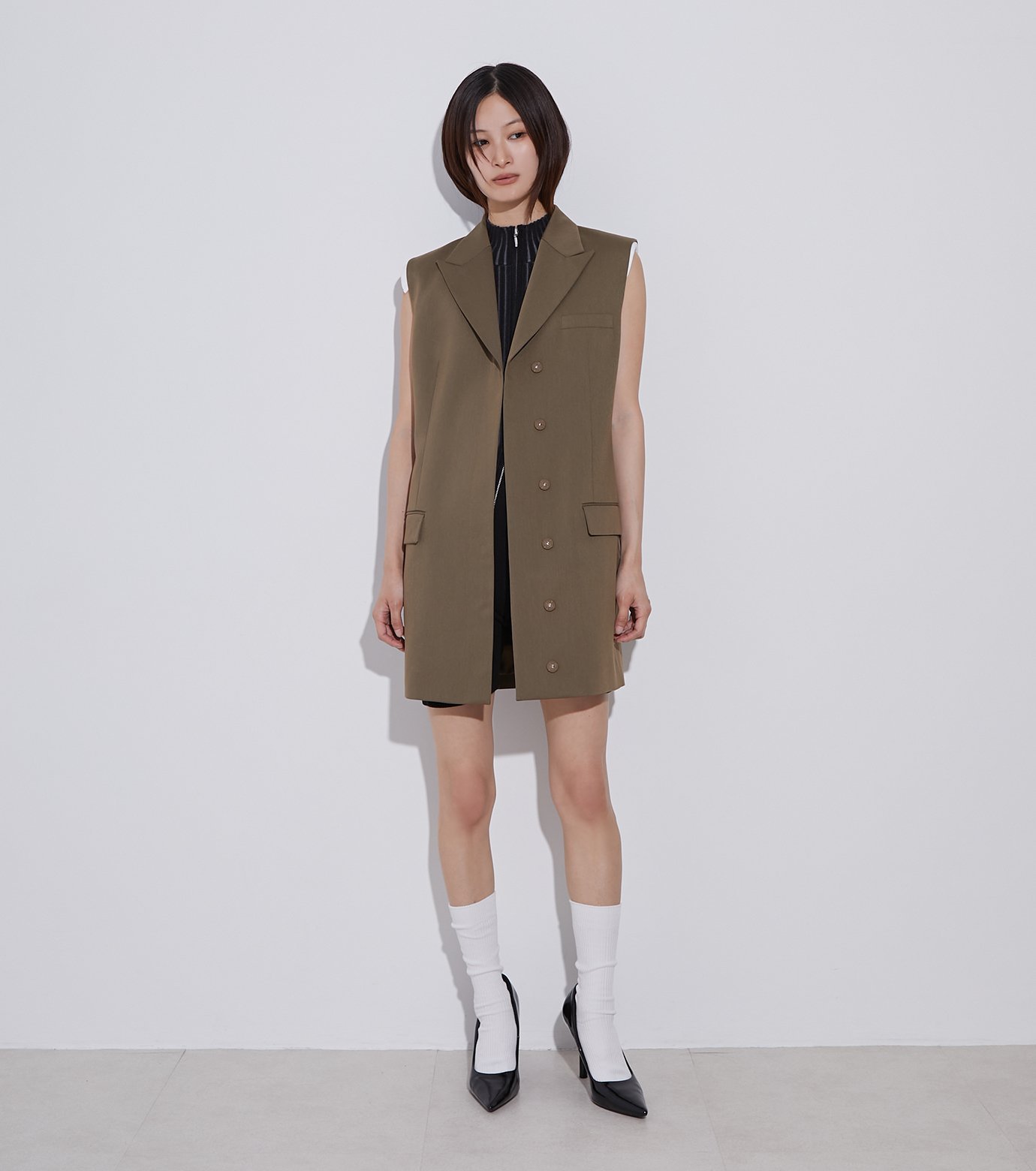 LE CIEL BLEU ジップニットトップ / Zip Knit Top ルシェルブルー トップス ニット ブラック レッド