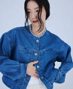 EMMEL REFINES <EMMEL REFINES>EM フリンジ ノーカラー デニム ジャケット ユナイテッドアローズ グリーンレーベルリラクシング ジ...