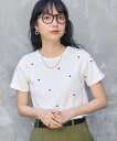 【SALE/35%OFF】FREAK'S STORE ミニハート刺繍Tシャツ 25SS フリークスストア トップス カットソー・Tシャツ ブラック ホワイト グレー