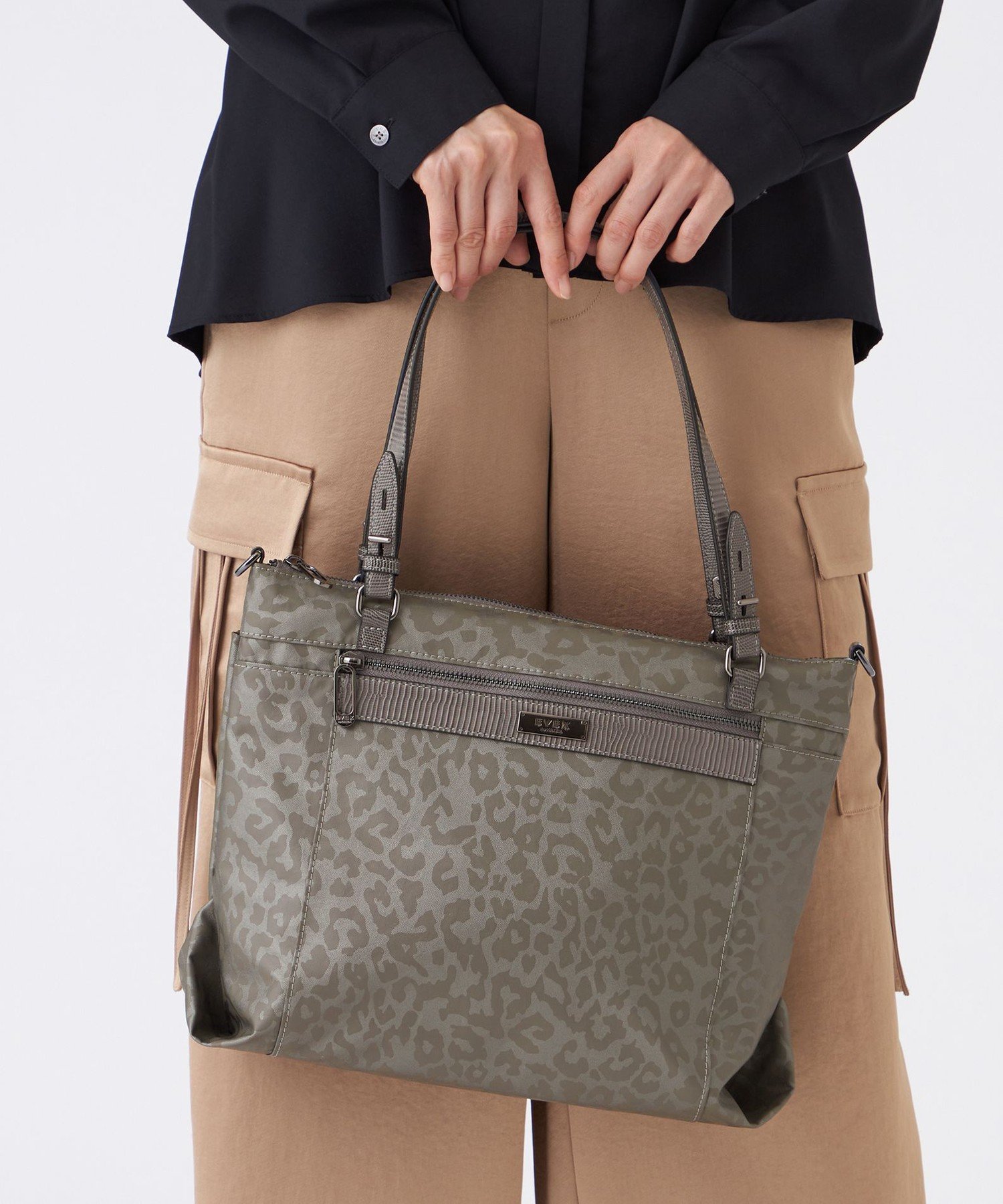 【SALE／38%OFF】EVEX by KRIZIA レオパードメタナイロントート エヴェックス バイ クリツィア バッグ トートバッグ シルバー ゴールド【送料無料】