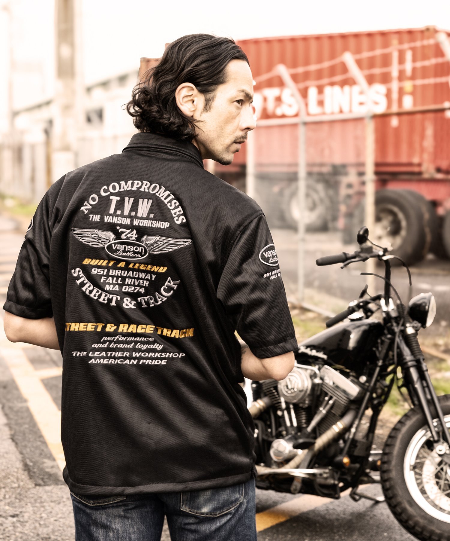 Vanson Leathers MESH WORK SHIRT バンソンレザーズ トップス シャツ・ブラウス ブラック【送料無料】