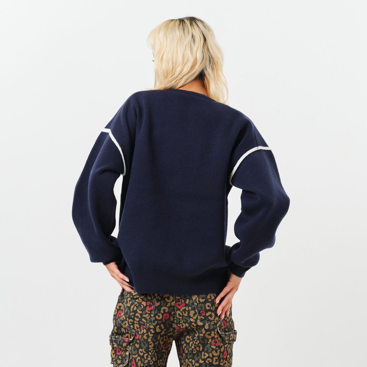 atmos pink atmos pink Logo Knit Top NAVY アトモス トップス ニット ネイビー