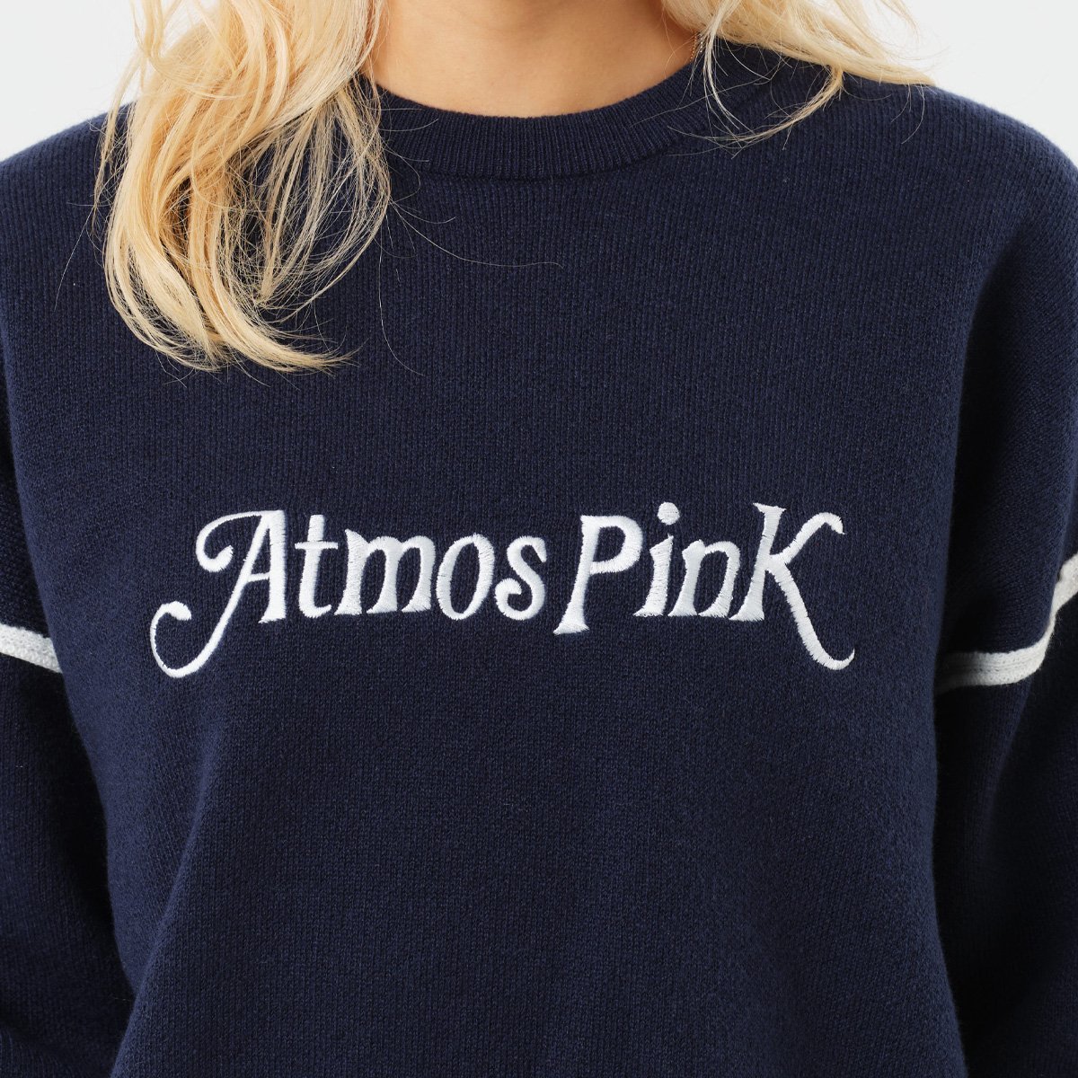 atmos pink atmos pink Logo Knit Top NAVY アトモス トップス ニット ネイビー