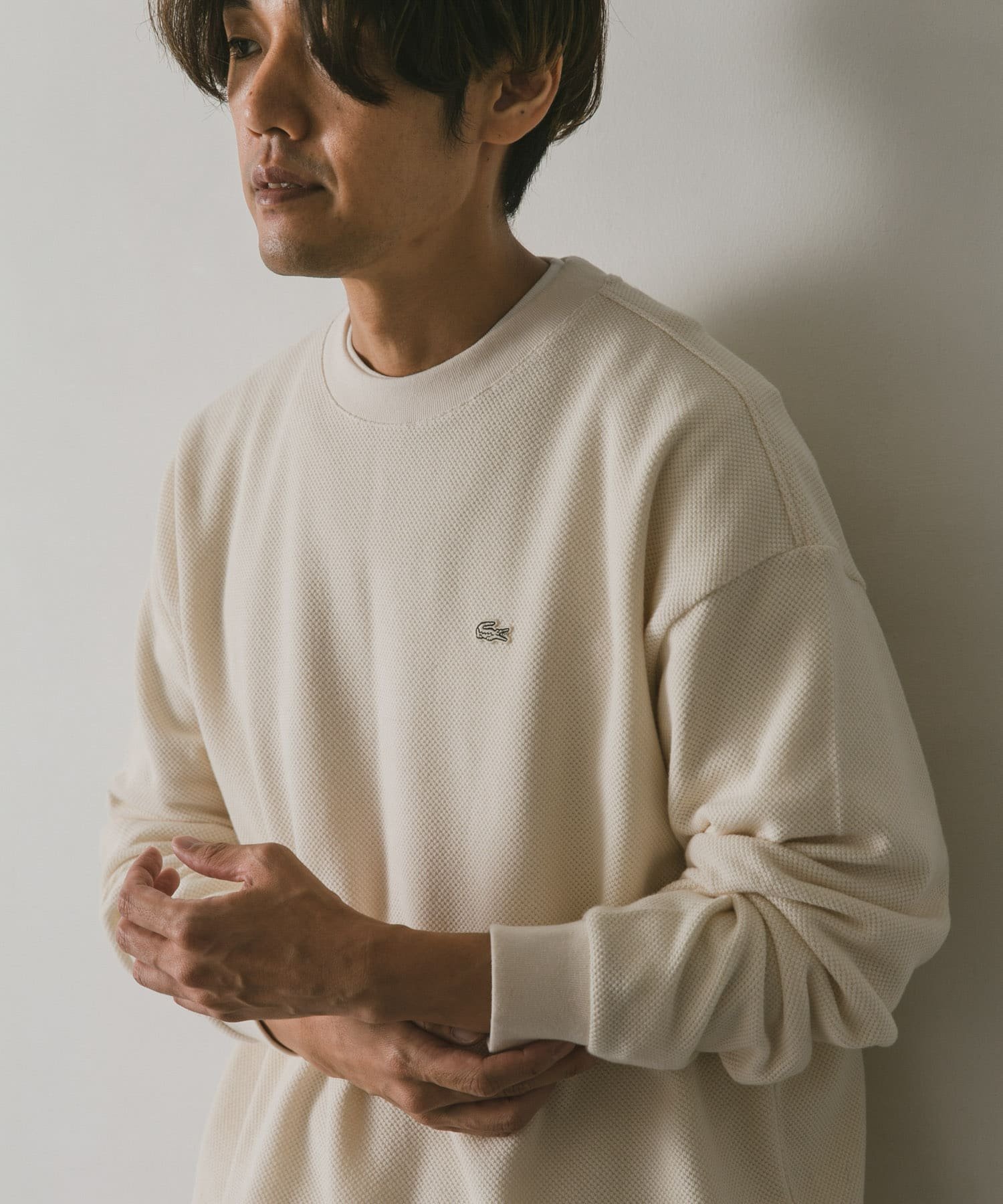 DOORS 【予約】『別注』LACOSTE*DOORS thick moss stitch long-sleeve アーバンリサーチドアーズ カットソー Tシャツ【送料無料】