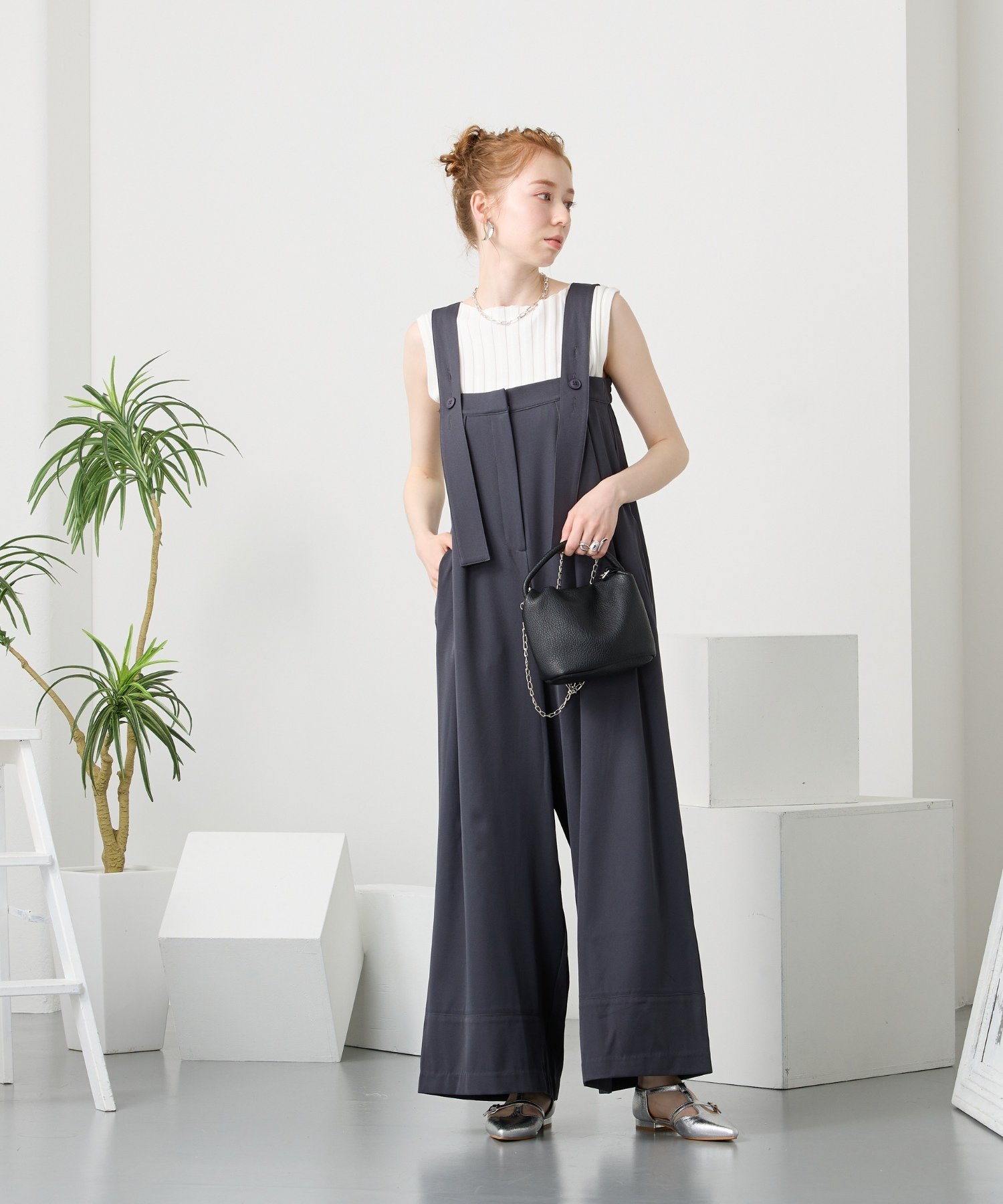 【SALE／10%OFF】FLEUR DE KALINA ツイル サロペット フレールドゥカリーナ オールインワン・オーバーオール オーバーオール・サロペット グレー ベージュ ブラック【送料無料】