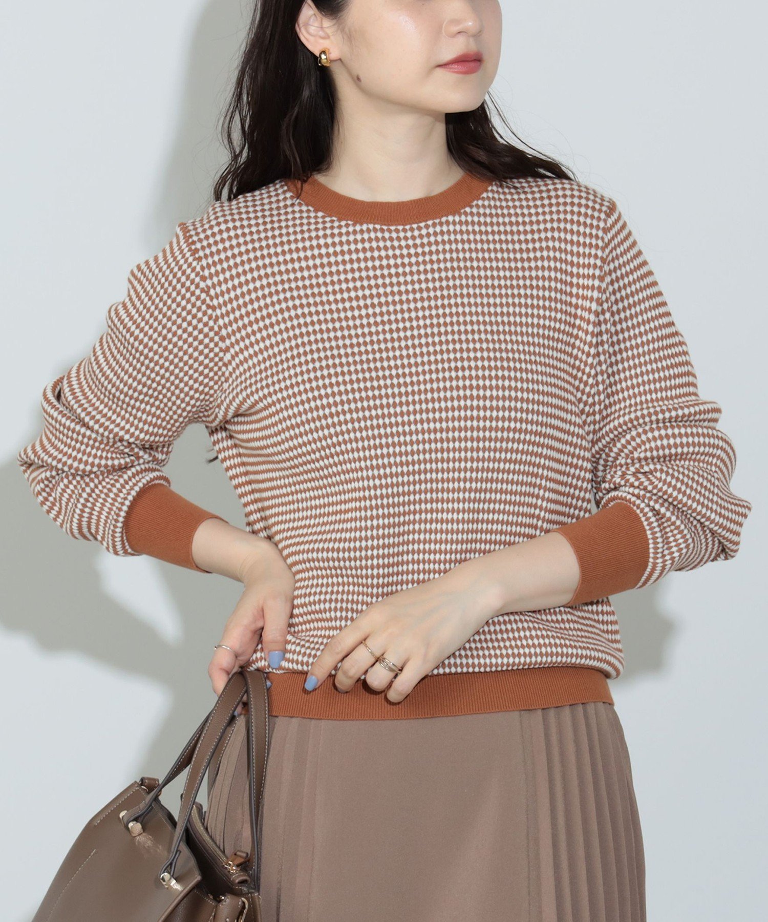 BEAMS HEART WOMEN 変形編柄 ニットプルオーバー 24AW ビームス ハート トップス ニット ブルー グリーン ベージュ オレンジ【送料無料】