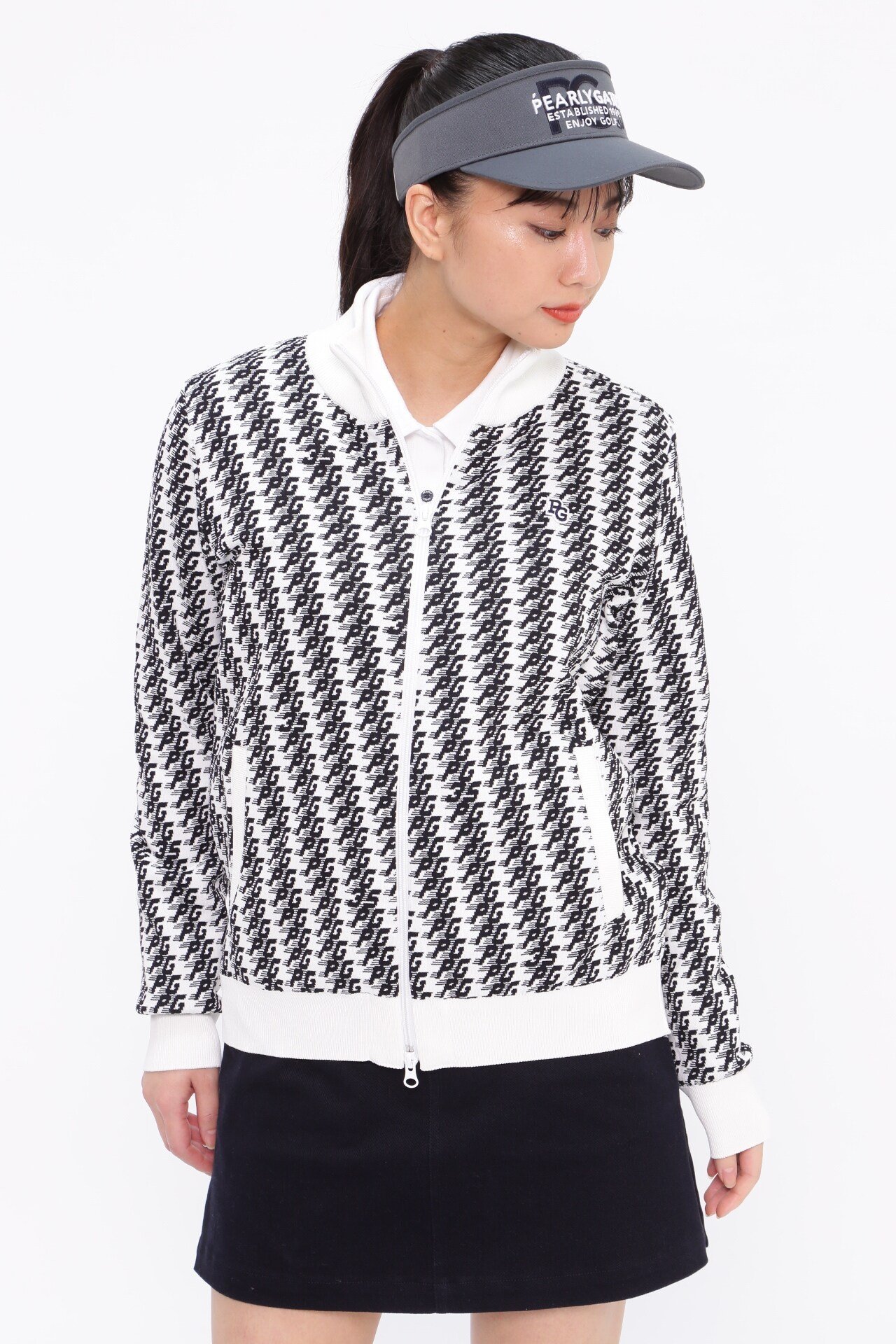【SALE／70%OFF】PEARLY GATES コットンビーム フルジップニットジャケット ＜小紋柄シリーズ＞ パーリーゲイツ トップス カーディガン ホワイト【送料無料】