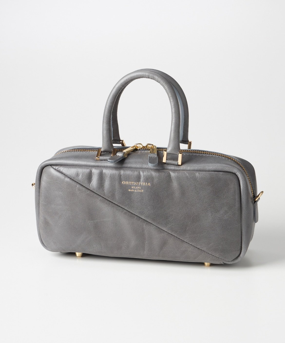 INED 《SUPERIOR CLOSET》スクエアボストンショルダーバッグ《CHRISTIAN VILLA》 イネド バッグ ボストンバッグ グレー【送料無料】