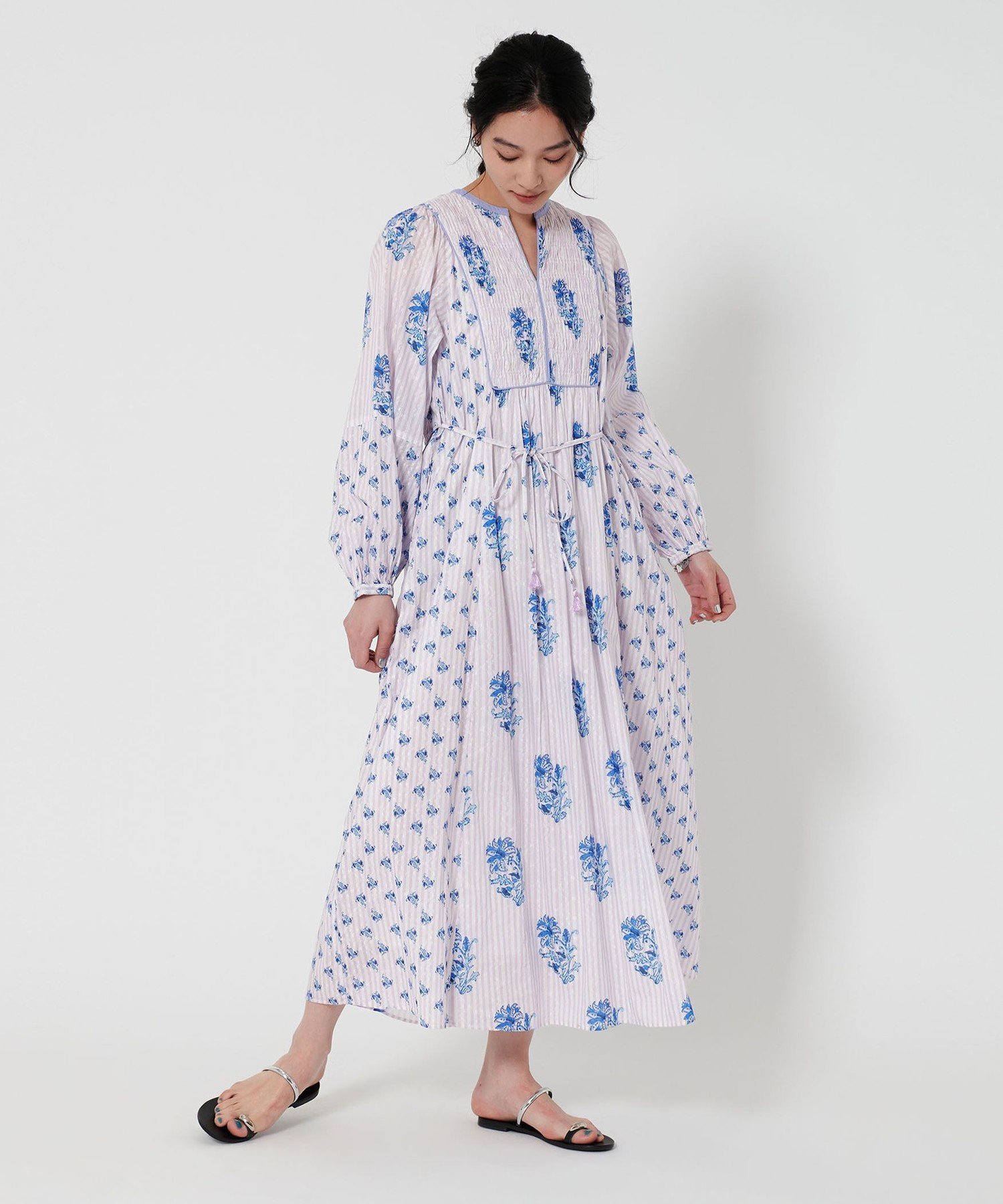 BEAUTY&YOUTH UNITED ARROWS ＜ne Quittez pas＞リリープリント シャーリング ドレス ビューティー＆ユース　ユナイテッドアローズ ワンピース・ドレス ワンピース グレー【送料無料】のサムネイル
