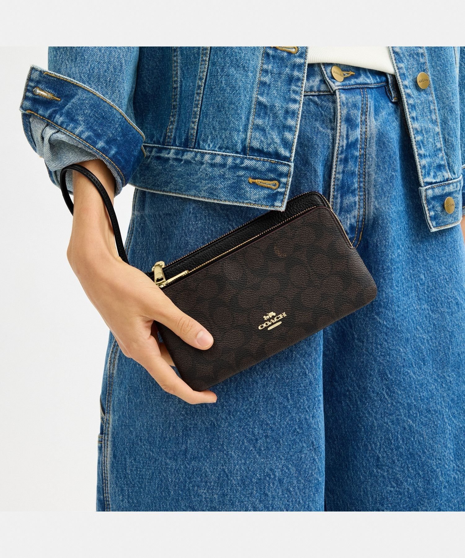 COACH OUTLET 【公式】ダブル ジップ ウォレット・シグネチャー キャンバス コーチ アウトレット 財布・ポーチ・ケース ポーチ ブラック