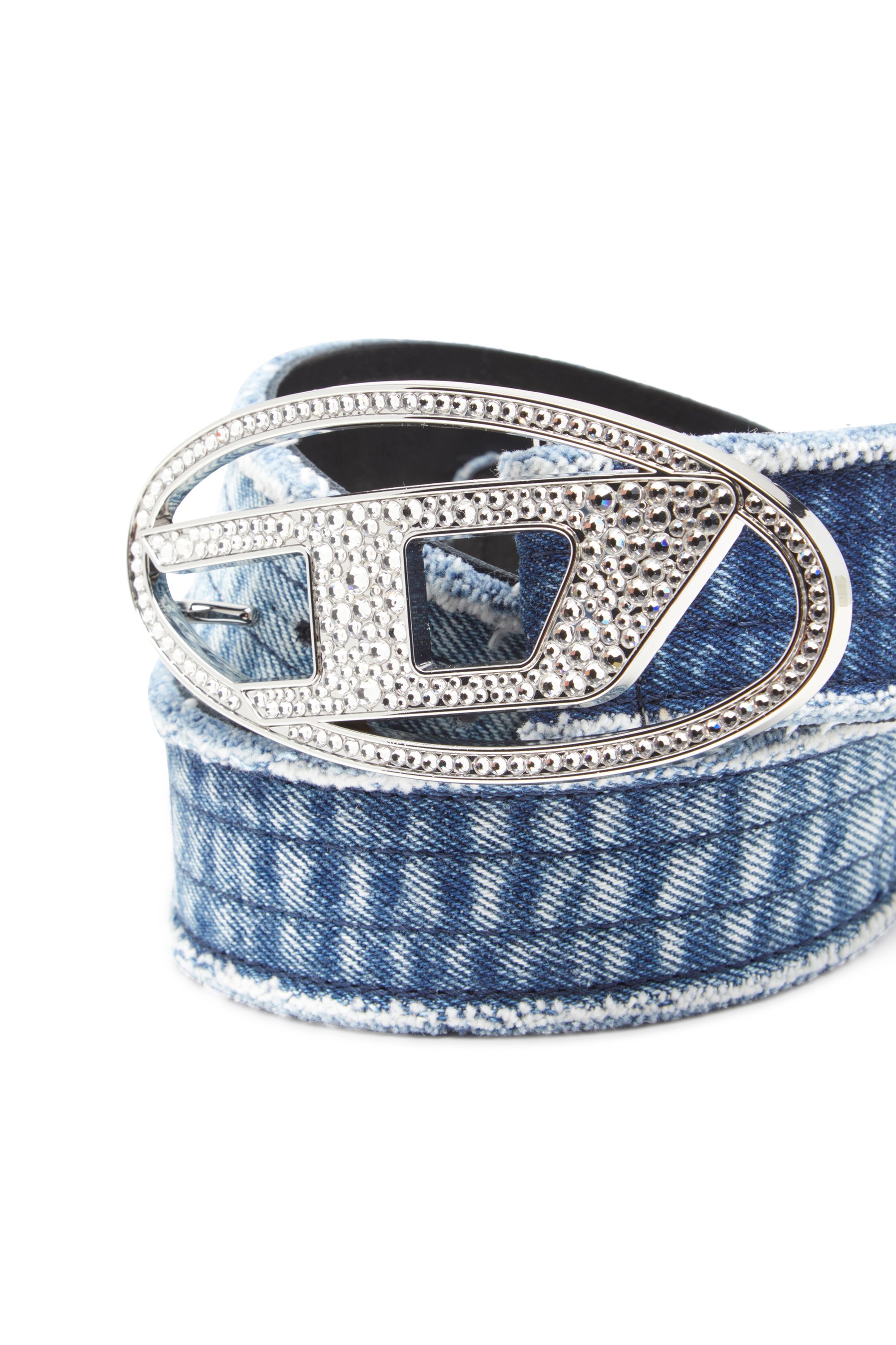 ウィメンズ ベルト OVAL D LOGO B-1DR STRASS ディーゼル ファッション雑貨 ベルト ブルー