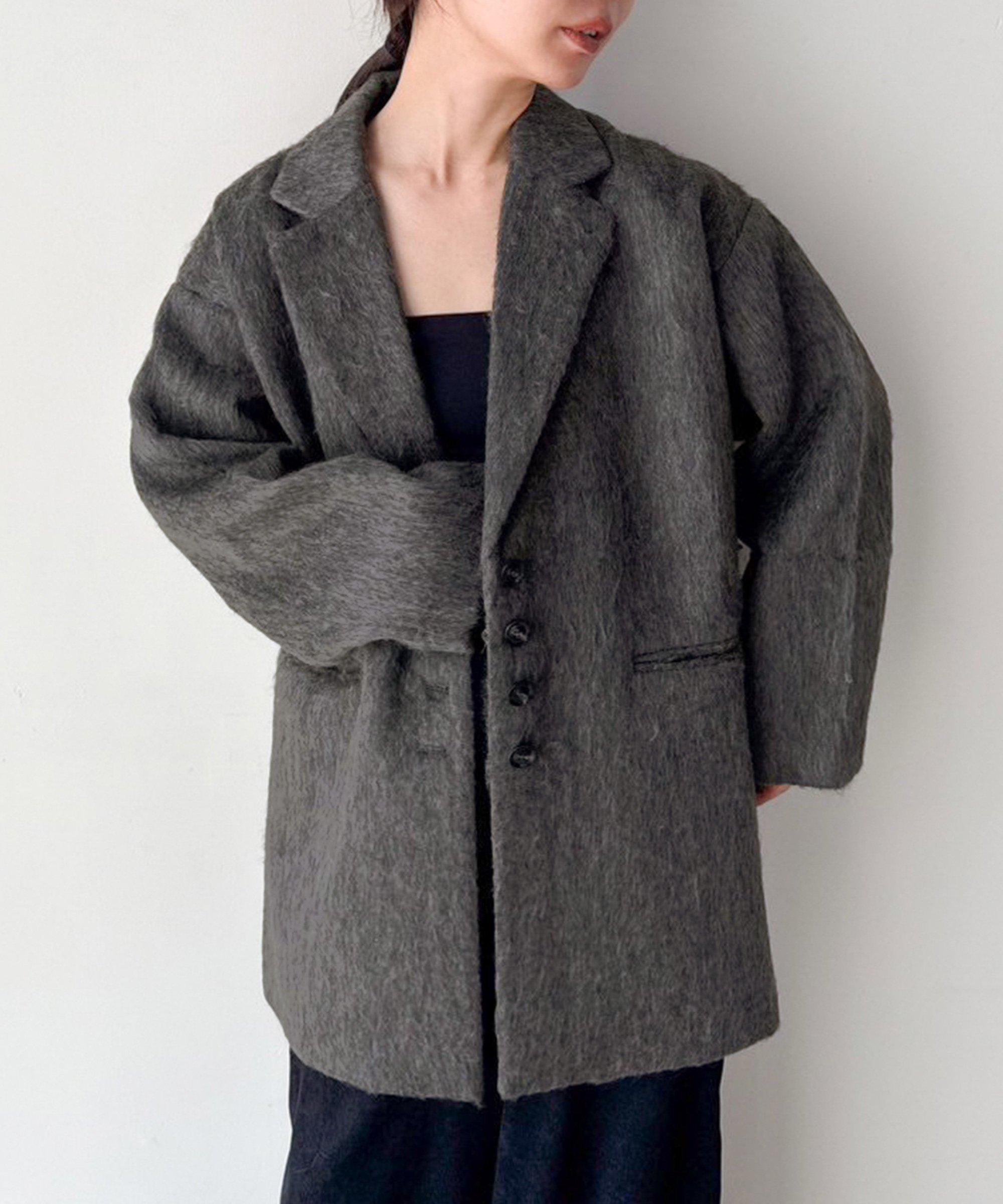 SELECT MOCA 【人気インフルエンサーコラボbySON】シャギールーズジャケットコート セレクトモカ ジャケット・アウター テーラードジャケット・ブレザー【送料無料】のサムネイル