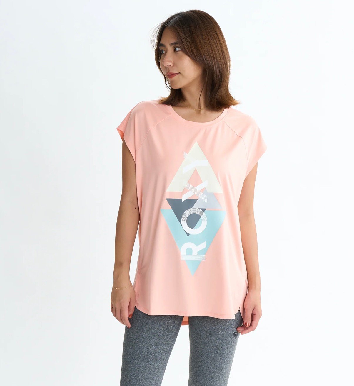 ROXY GEOMETRIC TEE ロキシー トップス カットソー・Tシャツ ブラック ホワイト