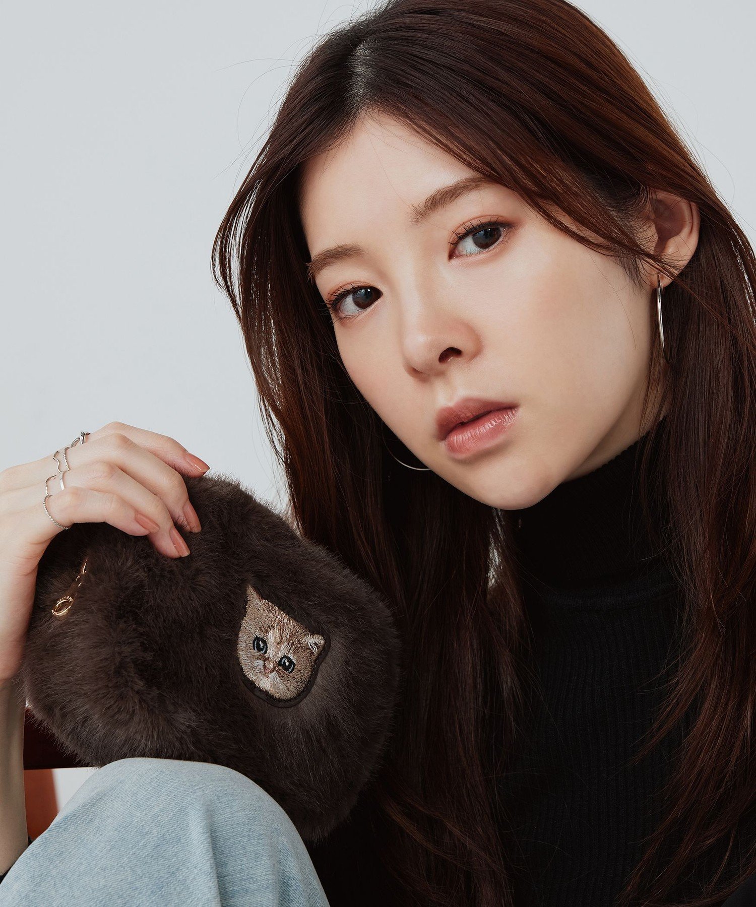 PAUL & JOE PAUL & JOE ACCESSOIRES (ポール&ジョーアクセソワ) FUR NOUNETTE スクエアポーチ エルゲイス 財布・ポーチ・ケース ポーチ ブラウン グリーン【送料無料】