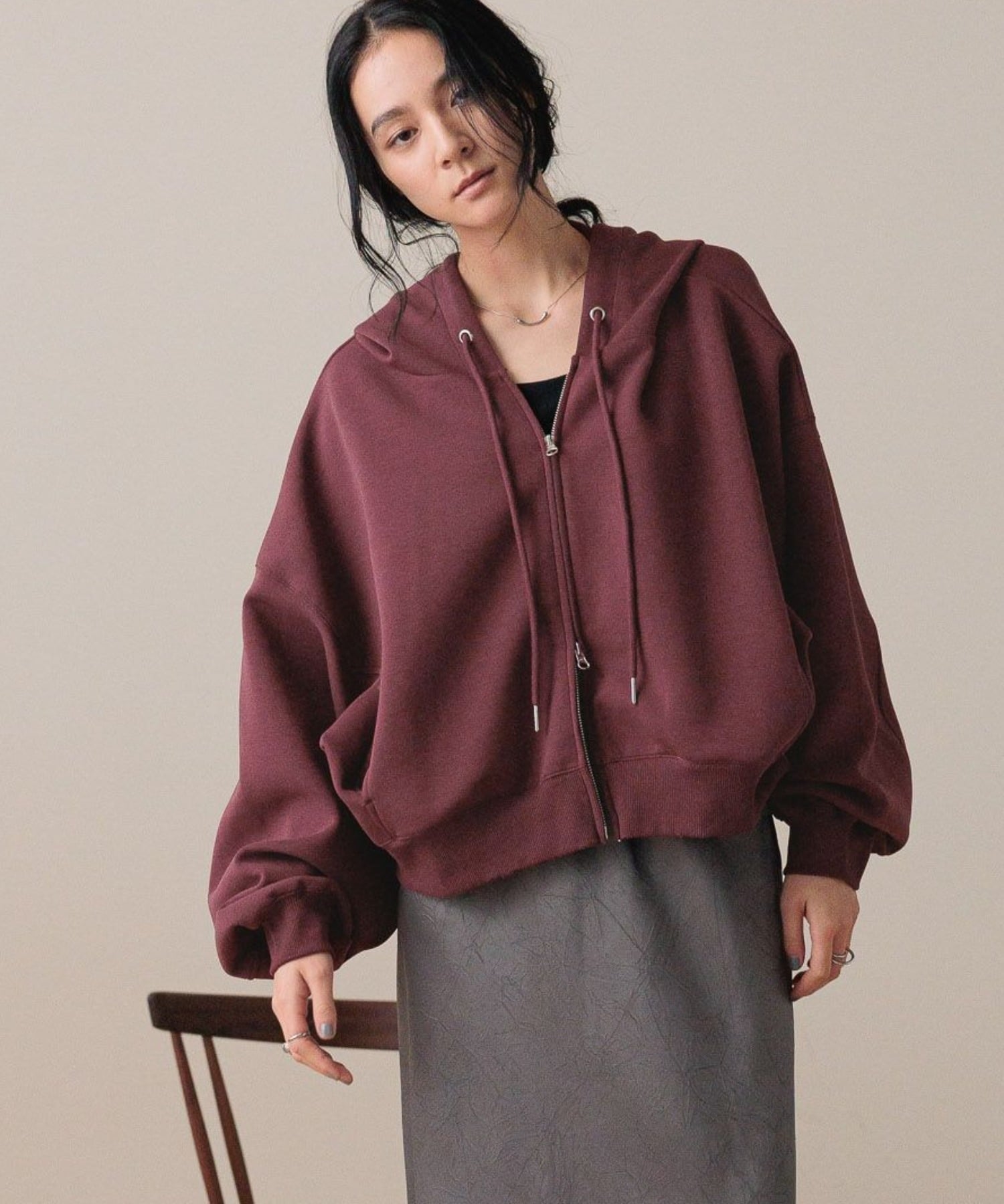 LOWRYS FARM ZIPショートフーディ ローリーズファーム トップス スウェット・トレーナー ブラック グレー イエロー【送料無料】