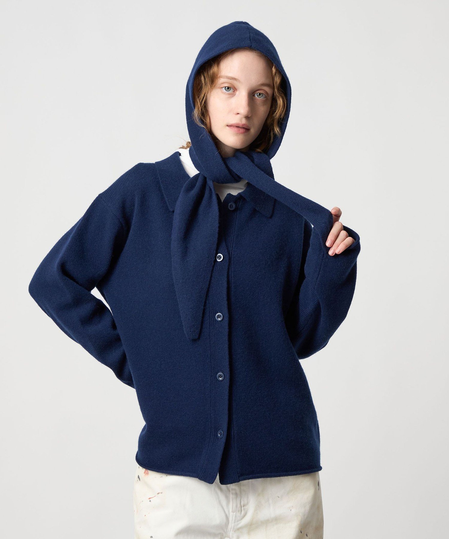 6(ROKU) ＜6(ROKU)＞ウール フード ニット カーディガン ビューティー＆ユース　ユナイテッドアローズ トップス カーディガン グレー ネイビー【送料無料】のサムネイル