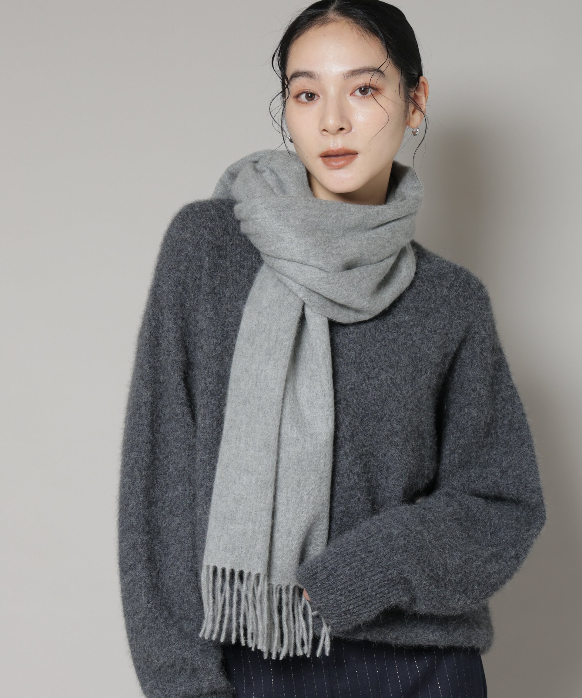 NANO universe カシミヤストール ナノユニバース ファッション雑貨 マフラー・ストール・ネックウォーマー ブラウン ホワイト グレー【送料無料】のサムネイル