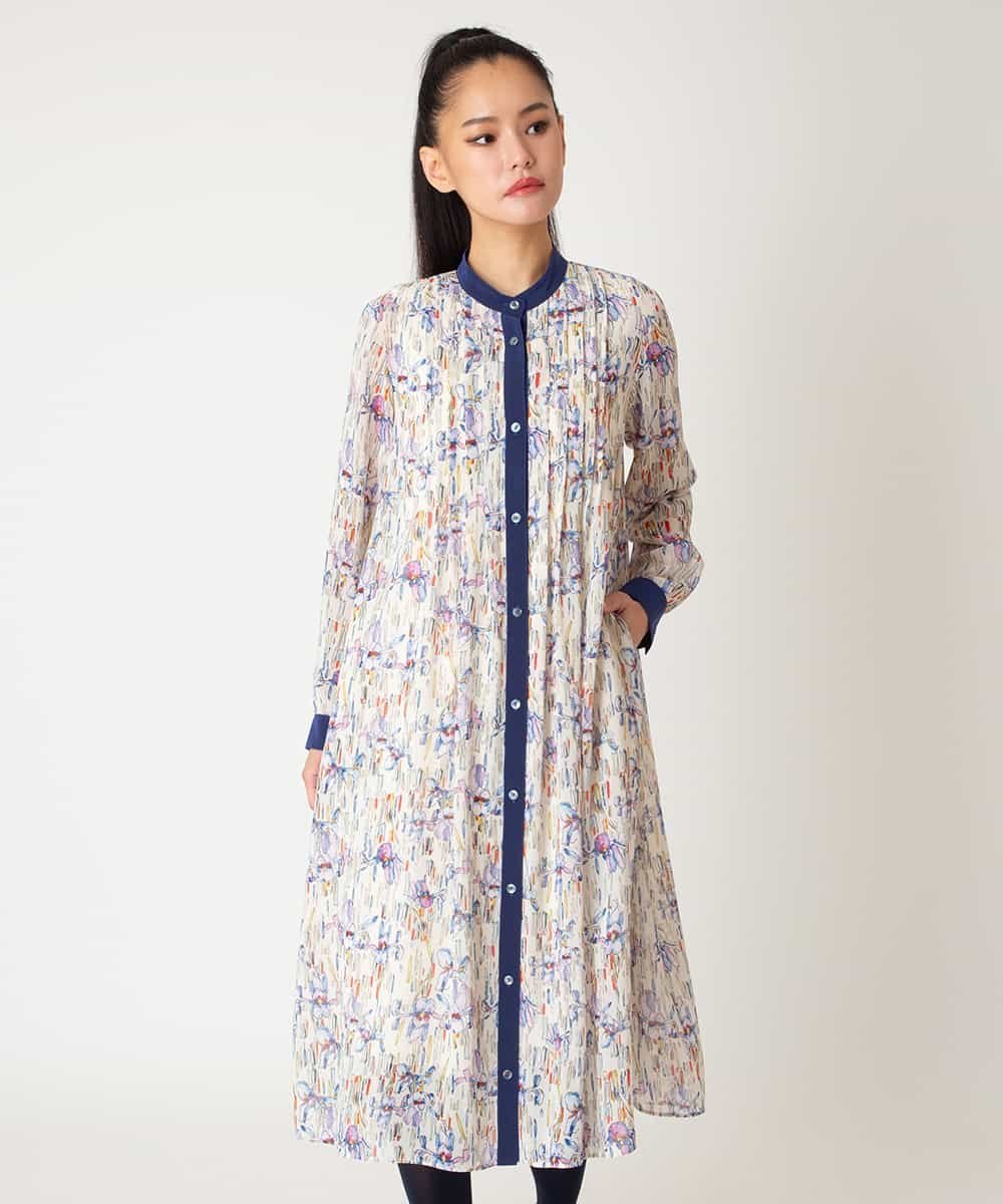 【SALE／50%OFF】HIROKO BIS アイリスモチーフタックワンピース /洗濯機で洗える ヒロコ ビス ワンピース・ドレス ワンピース ホワイト【送料無料】