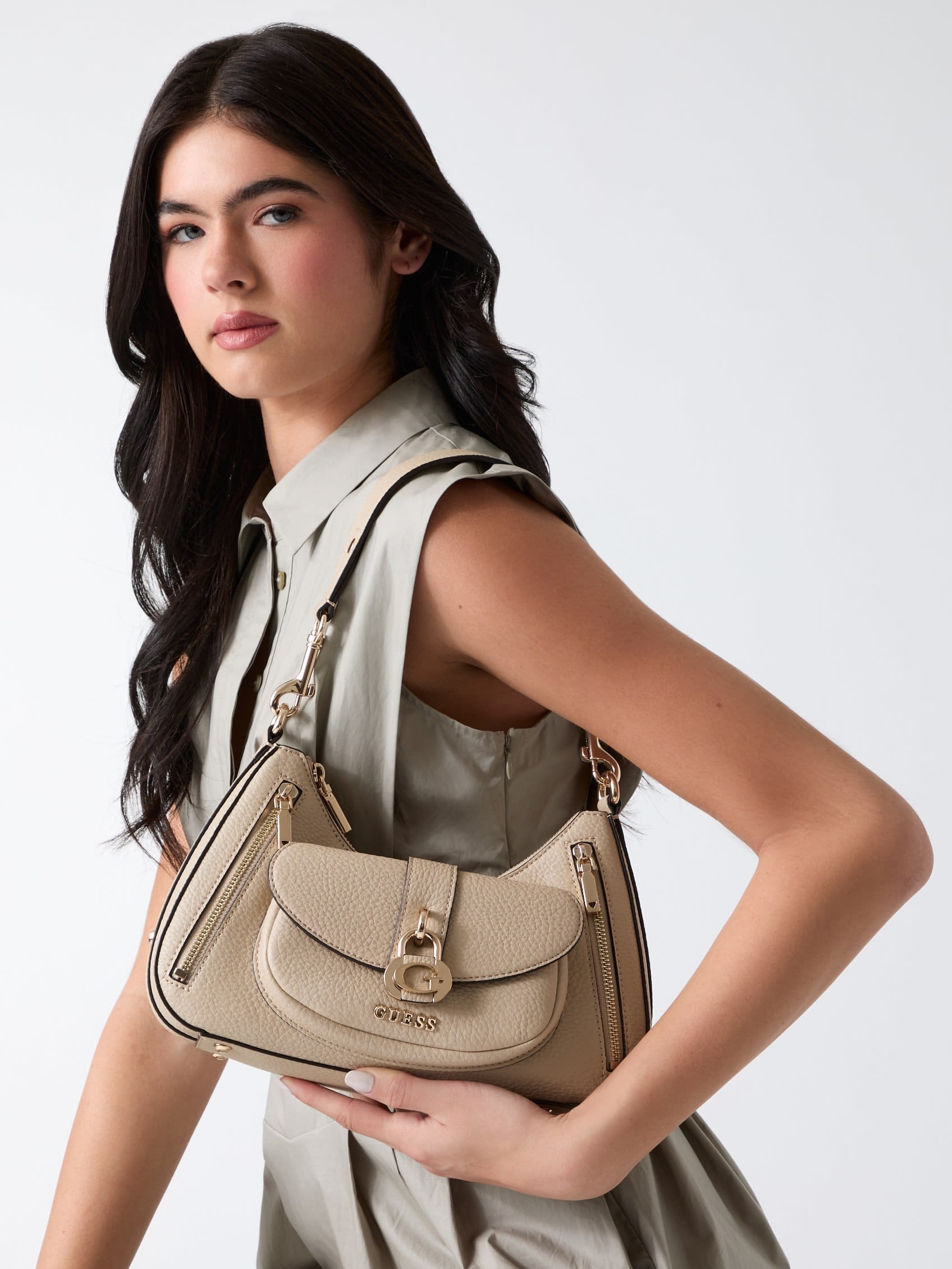 GUESS/(W)JESSA Shoulder Bag ショルダーバッグ ハンドバッグ ゲス バッグ ショルダーバッグ ブラック ベージュ