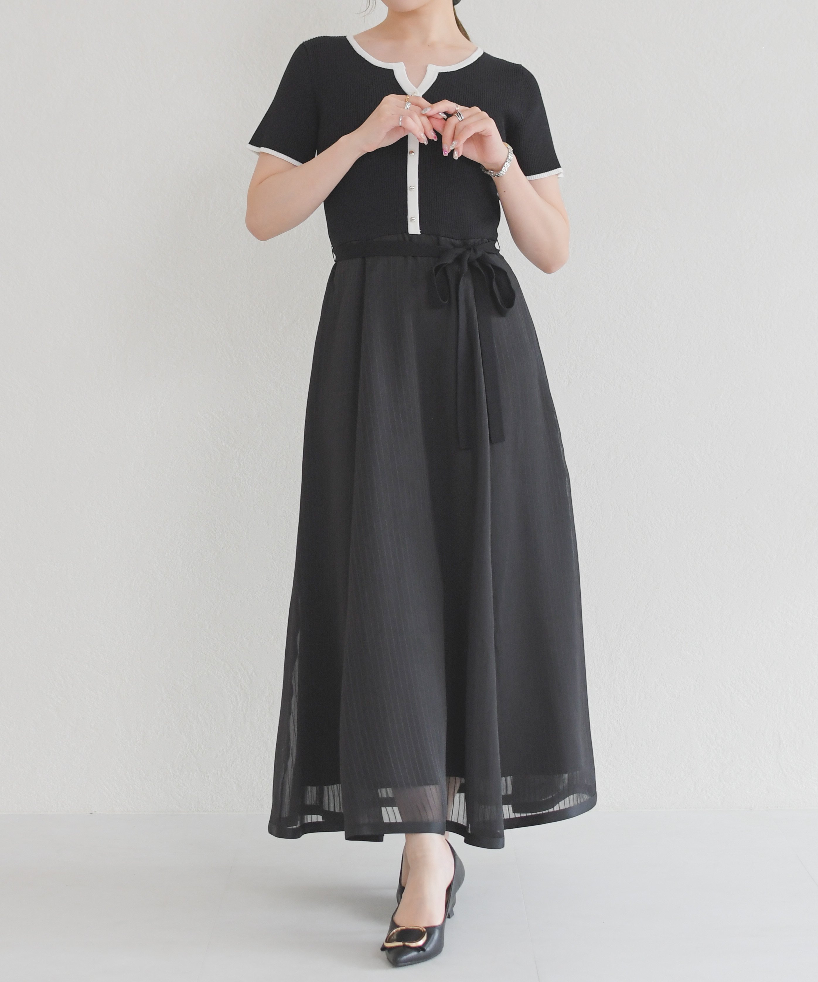 MISCH MASCH ストライプアソート配色ニットドッキングワンピース MM627432 ミッシュマッシュ ワンピース・ドレス ワンピース ブルー ブラック レッド