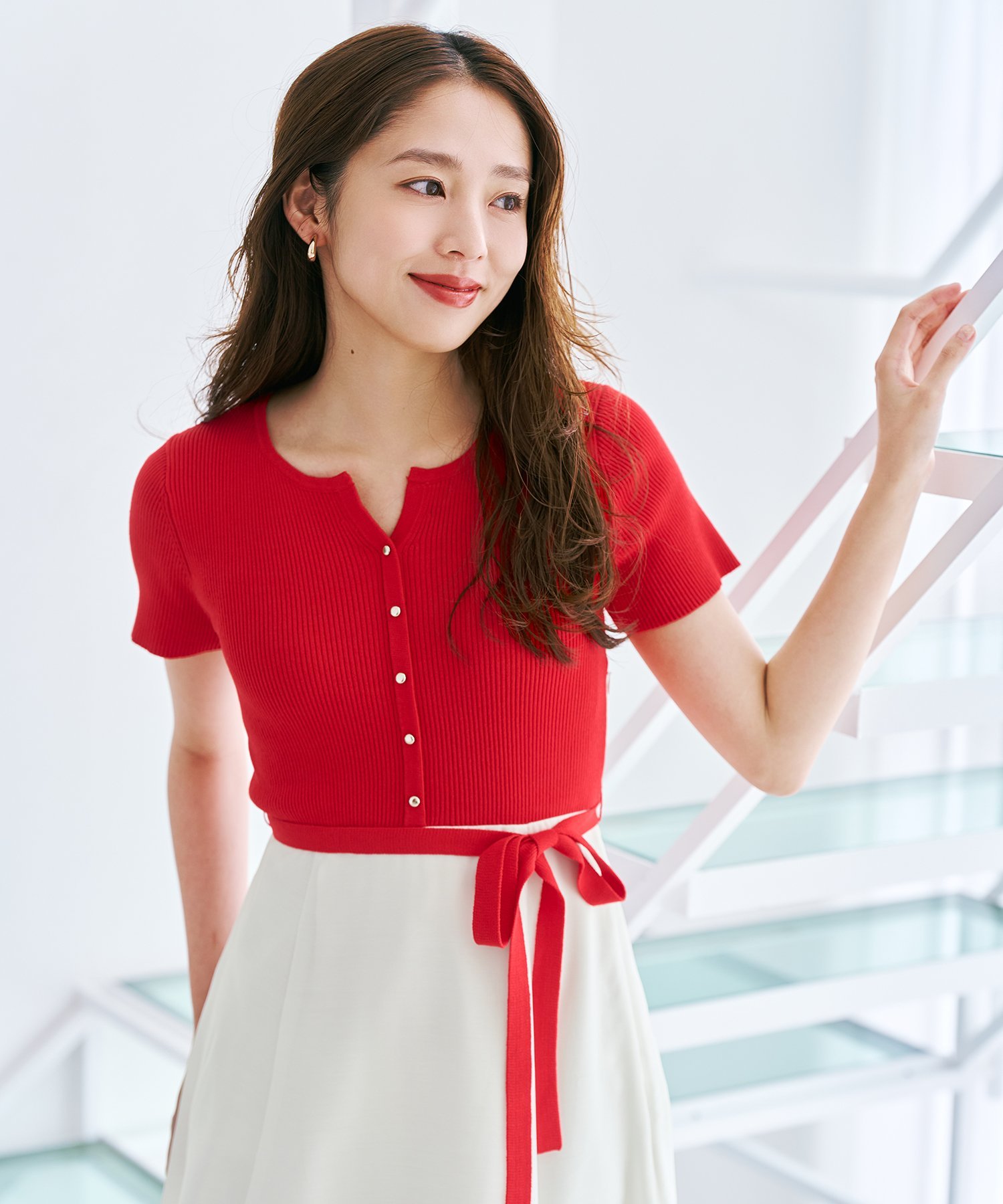 MISCH MASCH ストライプアソート配色ニットドッキングワンピース MM627432 ミッシュマッシュ ワンピース・ドレス ワンピース ブルー ブラック レッド