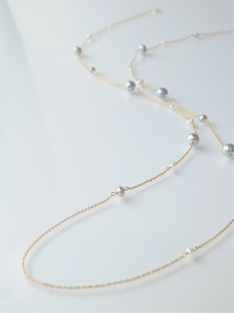 anq. 【anq.】K14GF・パールロングネックレス クークロワッサン アクセサリー・腕時計 ネックレス グレー ホワイト【送料無料】