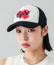 エックスガール 帽子 レディース X-girl HEART AIRBRUSH TRUCKER CAP キャップ X-girl エックスガール 帽子 キャップ ブラック ブルー【送料無料】