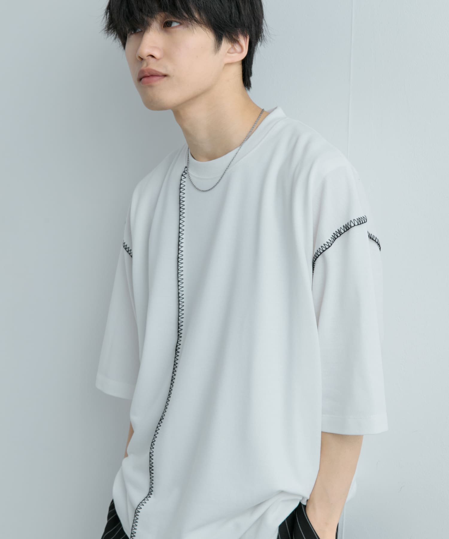 楽天Rakuten FashionSENSE OF PLACE 『ユニセックス』ブランケットステッチルーズTシャツ（5分袖） センス オブ プレイス トップス カットソー・Tシャツ ホワイト