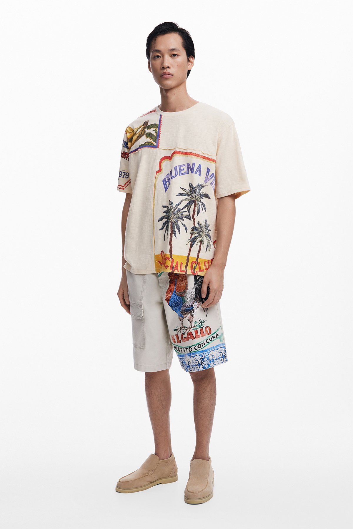GUSTAVO Tシャツショートスリーブ デシグアル トップス カットソー・Tシャツ ベージュ